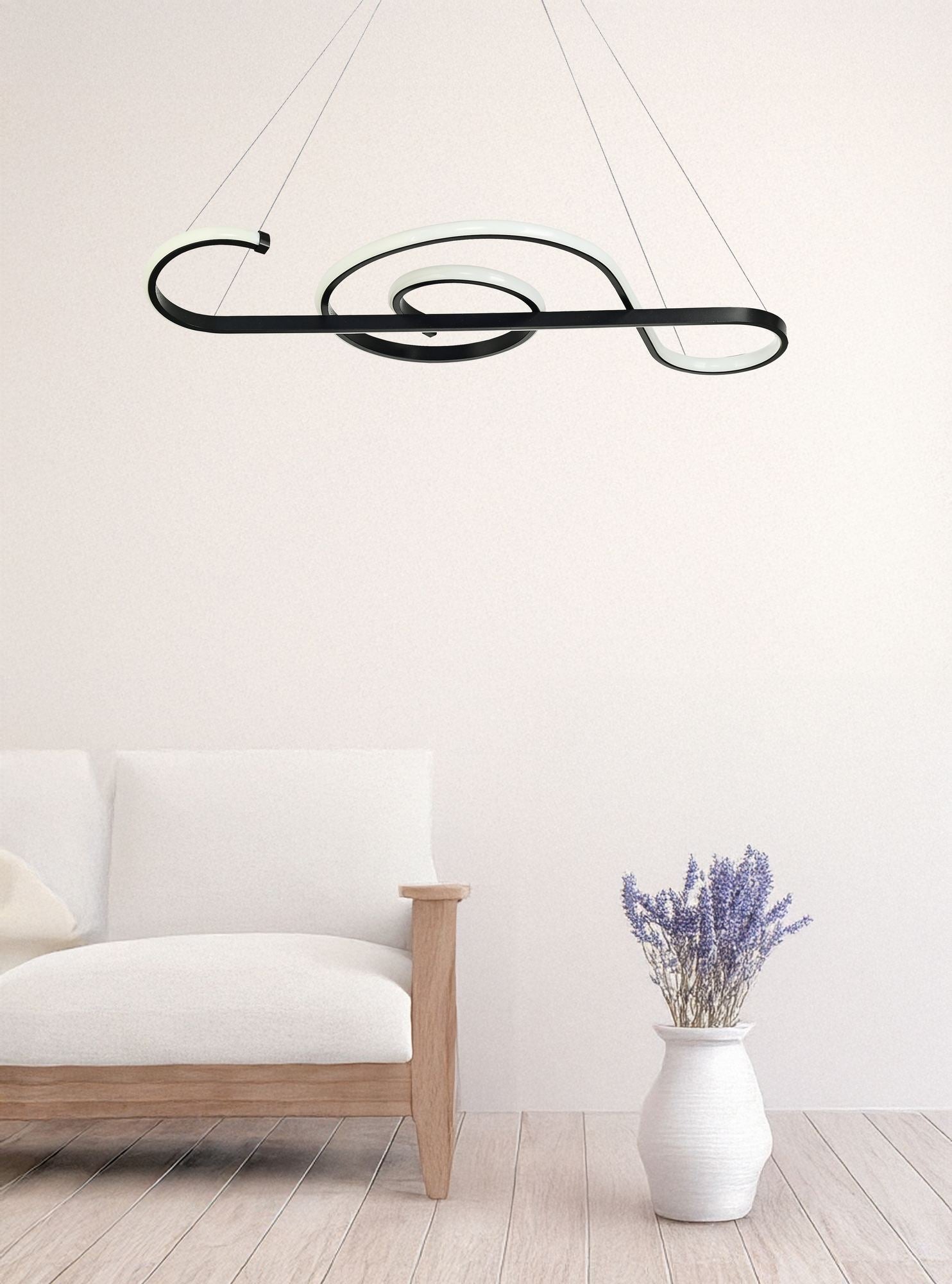 Candeeiro de Teto – 70 x 28 x 2 cm – Preto – Alumínio