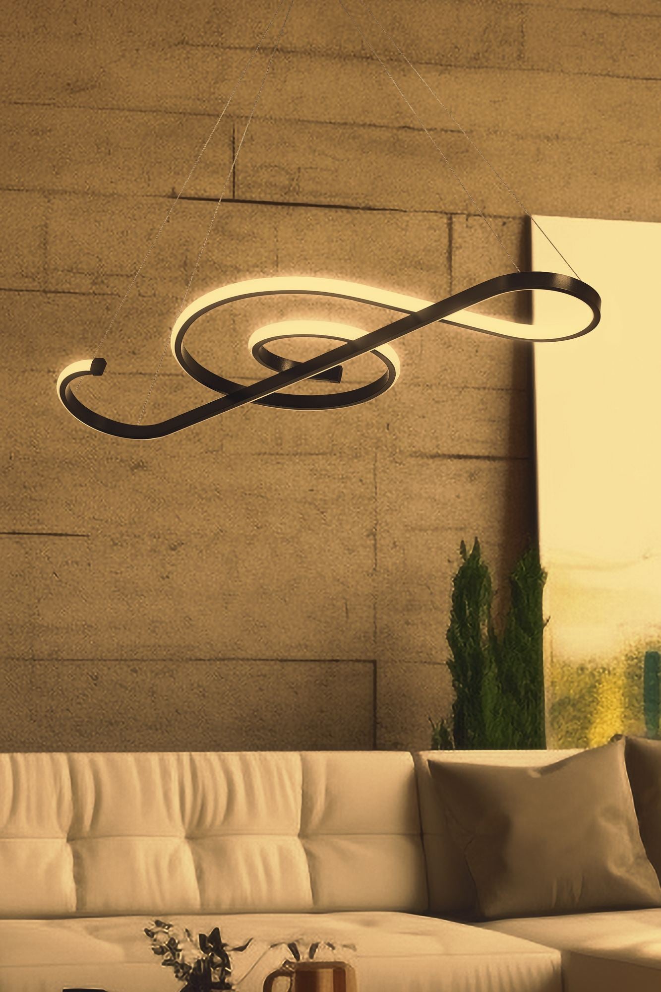 Candeeiro de Teto – 70 x 28 x 2 cm – Preto – Alumínio