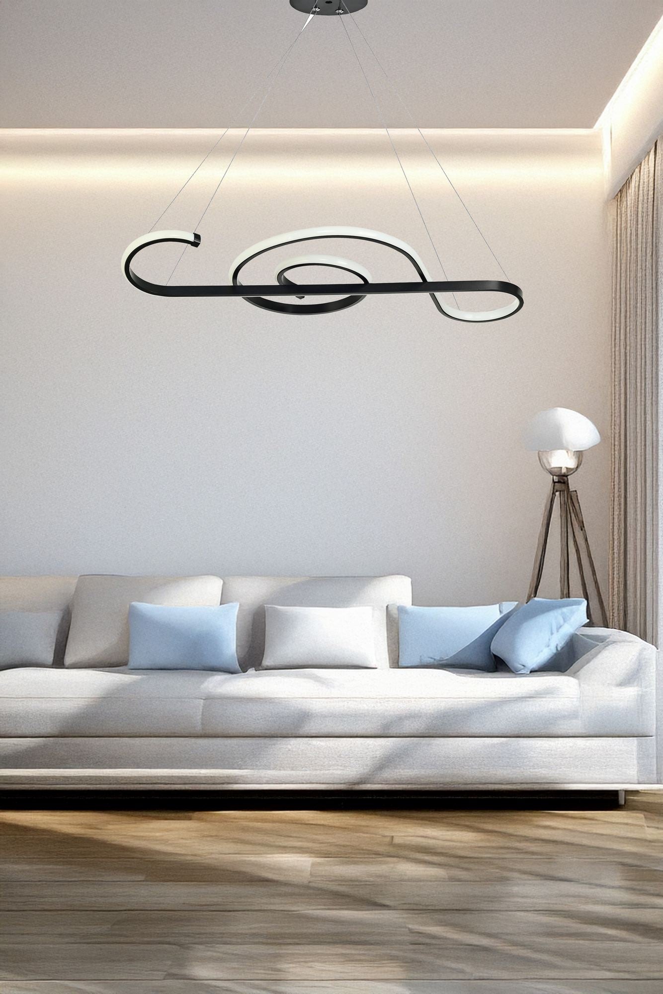 Candeeiro de Teto – 70 x 28 x 2 cm – Preto – Alumínio