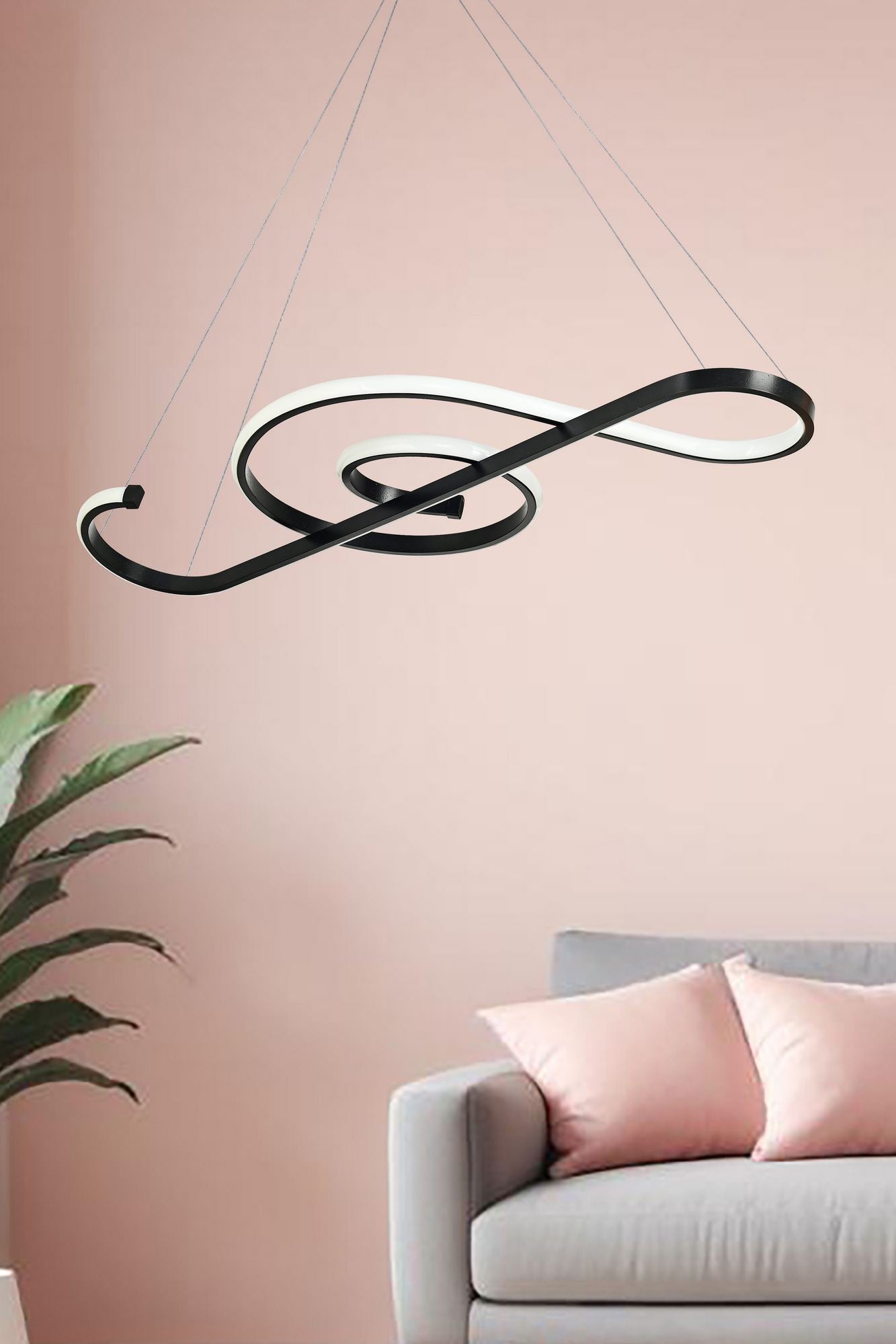 Candeeiro de Teto – 70 x 28 x 2 cm – Preto – Alumínio