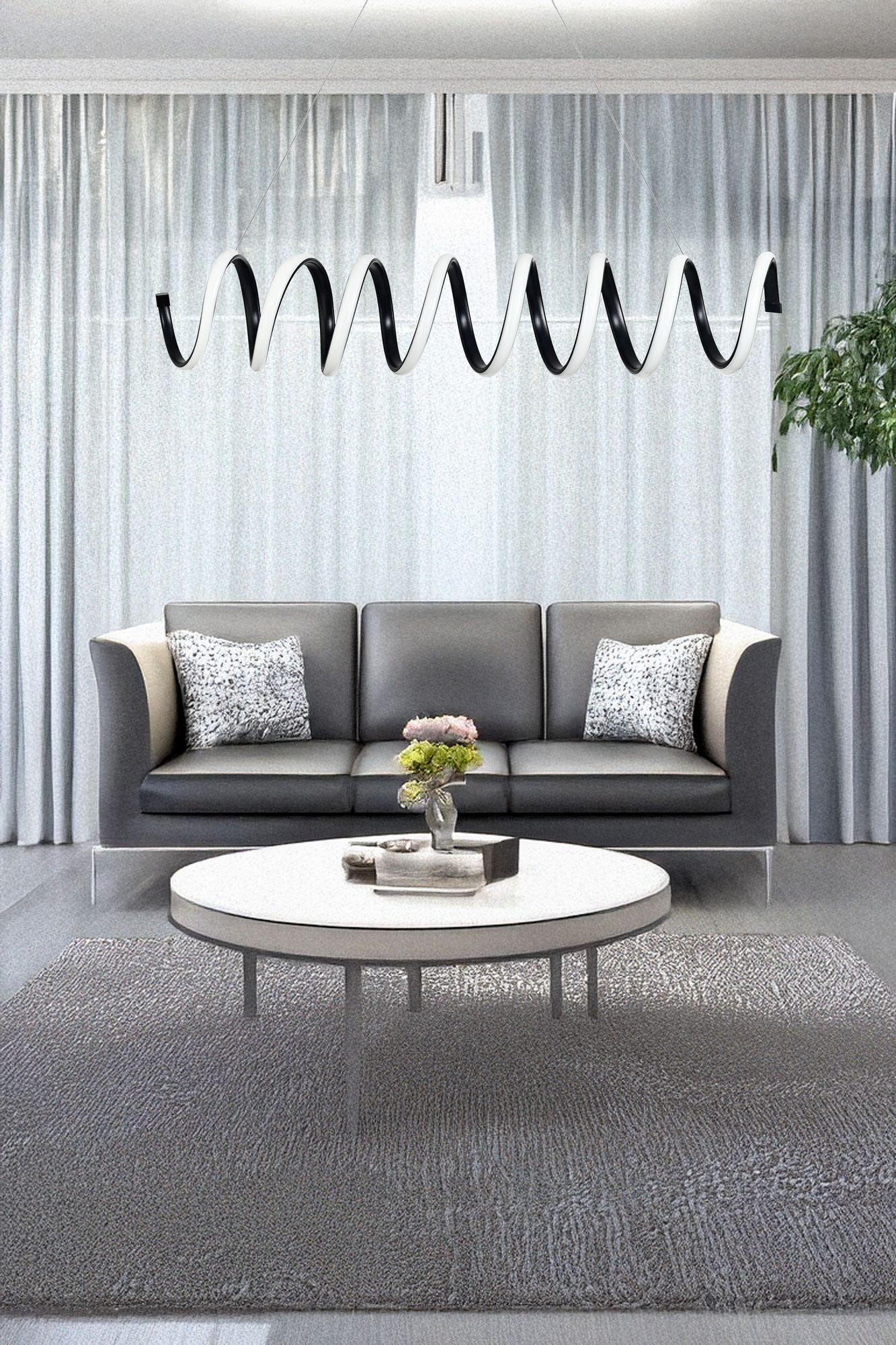 Candeeiro de Teto – 70 x 14 x 14 cm – Preto – Alumínio