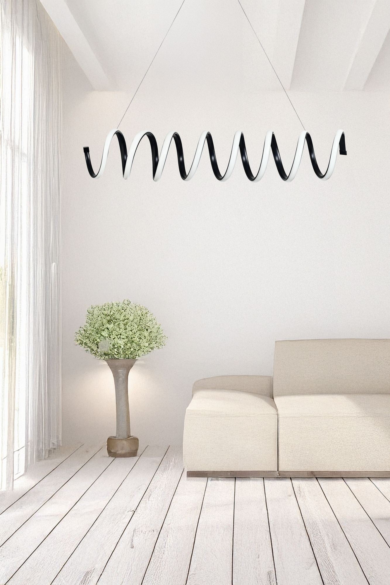 Candeeiro de Teto – 70 x 14 x 14 cm – Preto – Alumínio