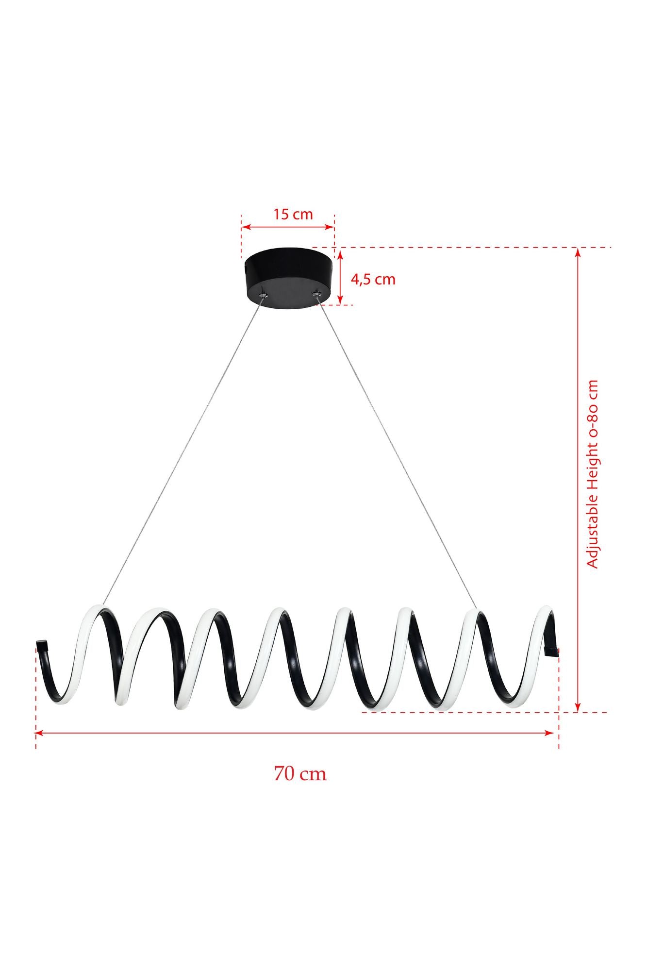 Candeeiro de Teto – 70 x 14 x 14 cm – Preto – Alumínio