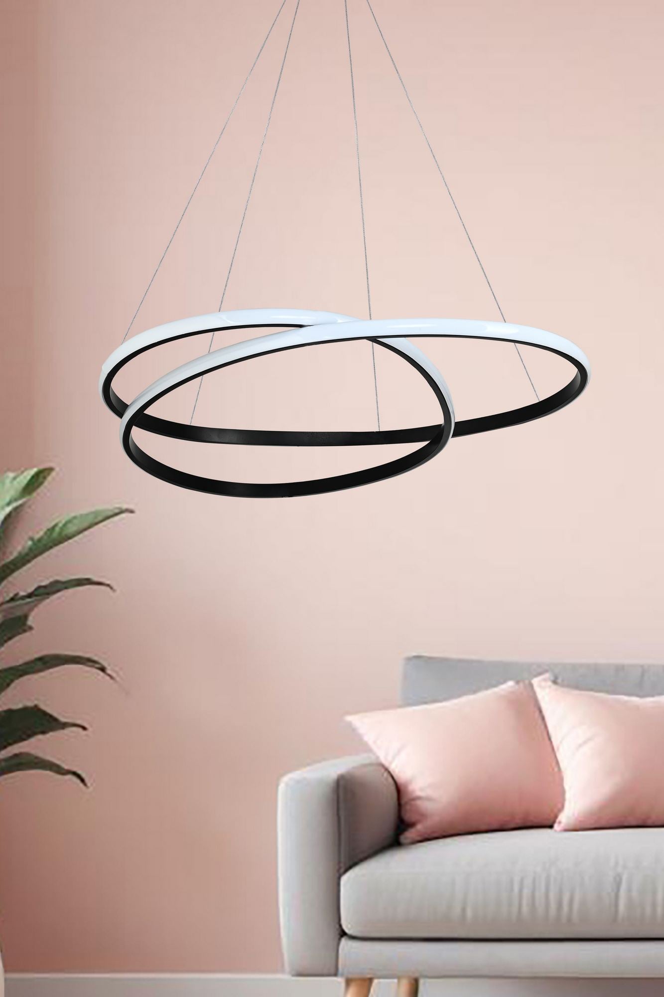 Candeeiro de Teto – 65 x 65 x 2 cm – Preto – Alumínio