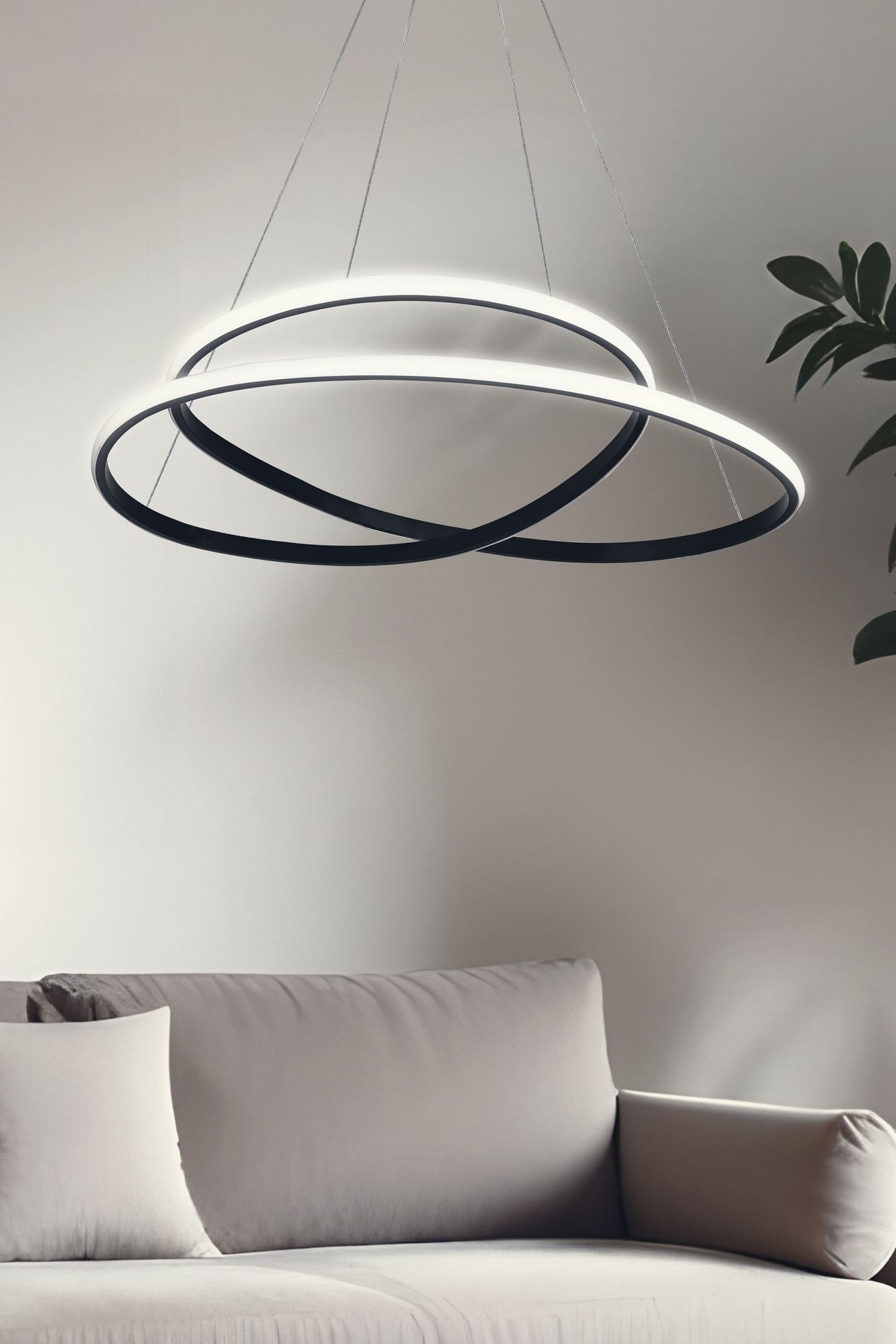 Candeeiro de Teto – 65 x 65 x 2 cm – Preto – Alumínio