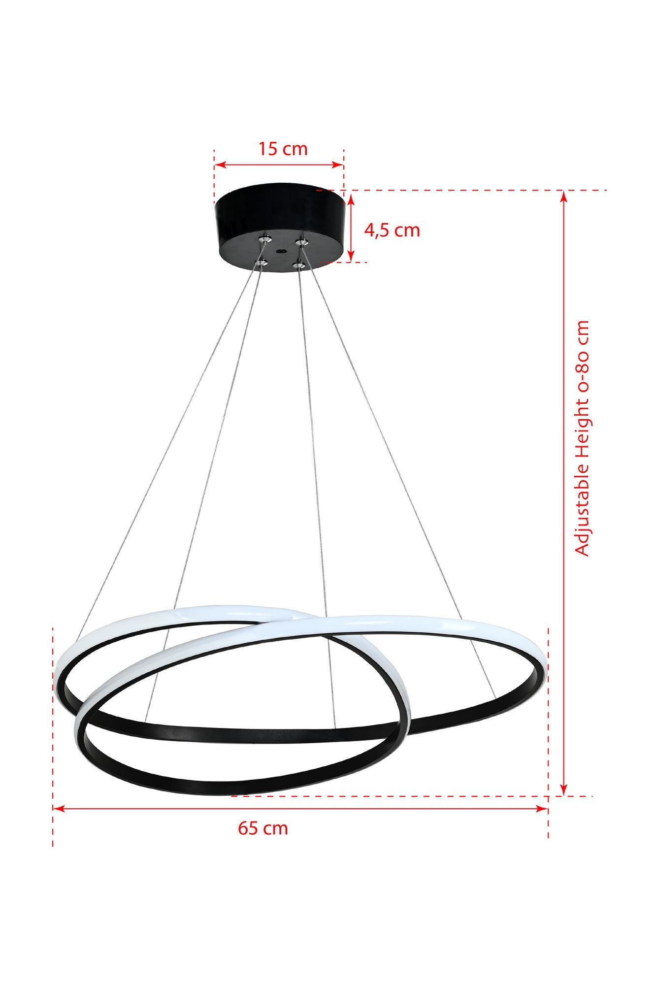 Candeeiro de Teto – 65 x 65 x 2 cm – Preto – Alumínio