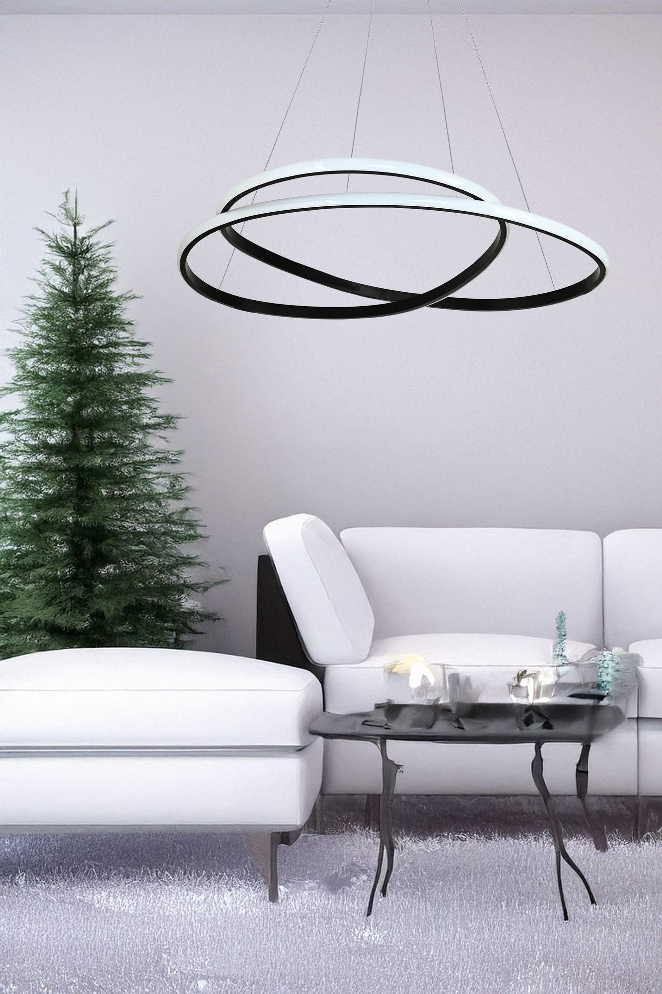 Candeeiro de Teto – 65 x 65 x 2 cm – Preto – Alumínio