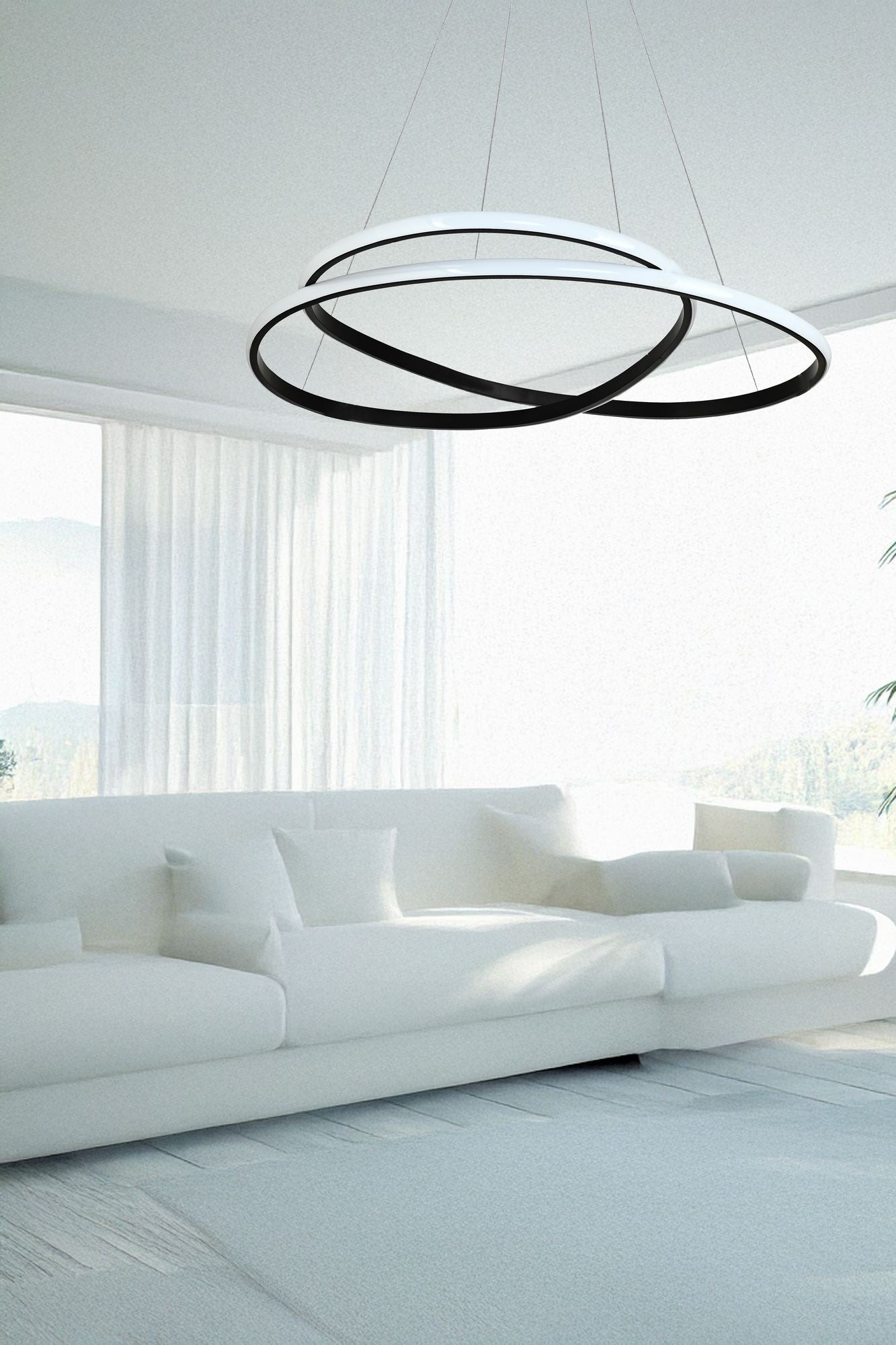 Candeeiro de Teto – 65 x 65 x 2 cm – Preto – Alumínio