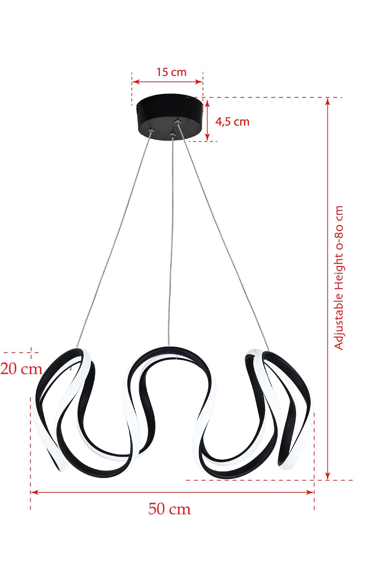 Candeeiro de Teto – 50 x 50 x 20 cm – Preto – Alumínio