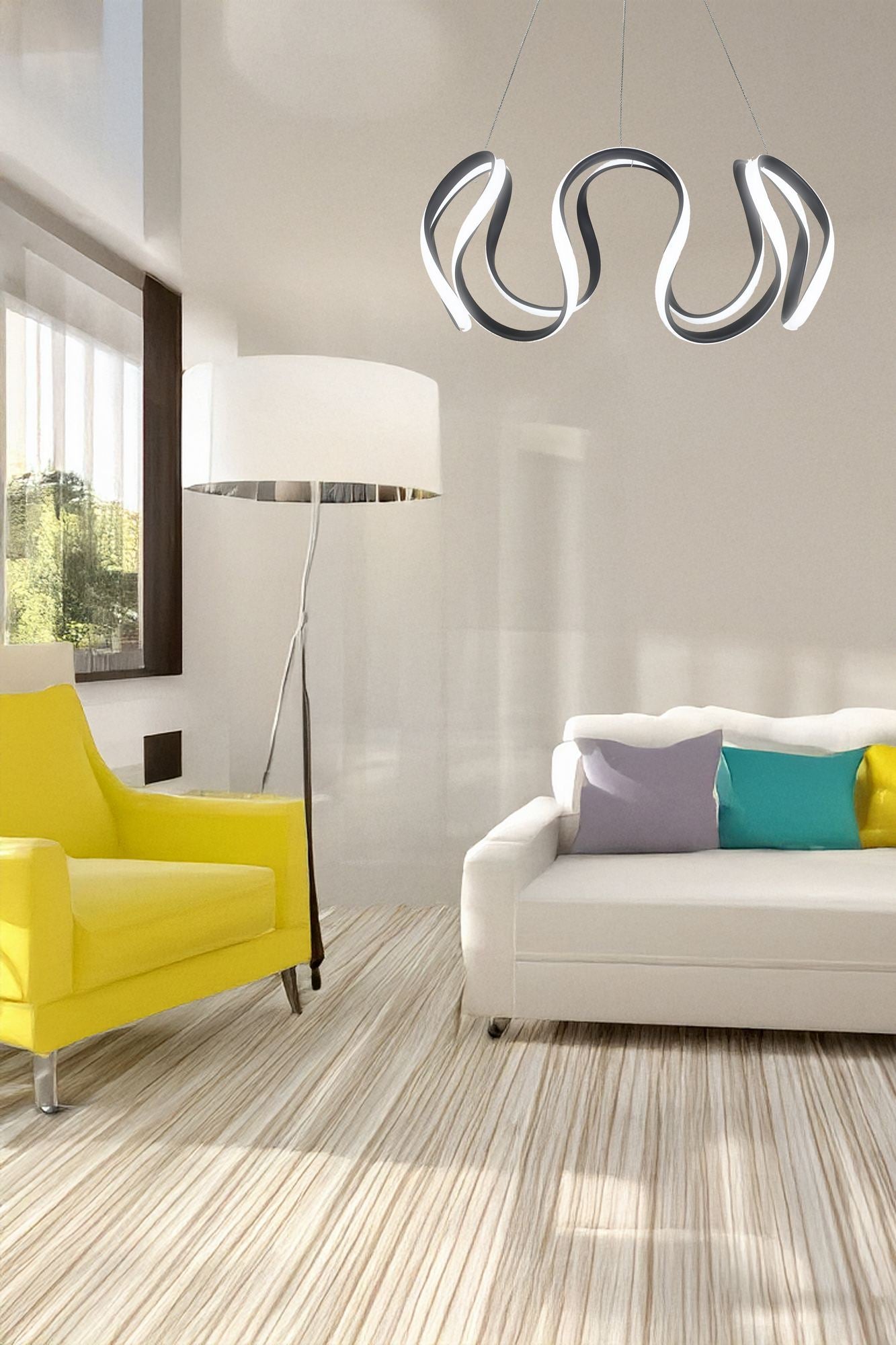 Candeeiro de Teto - 50 x 50 x 20 cm - Preto - Alumínio