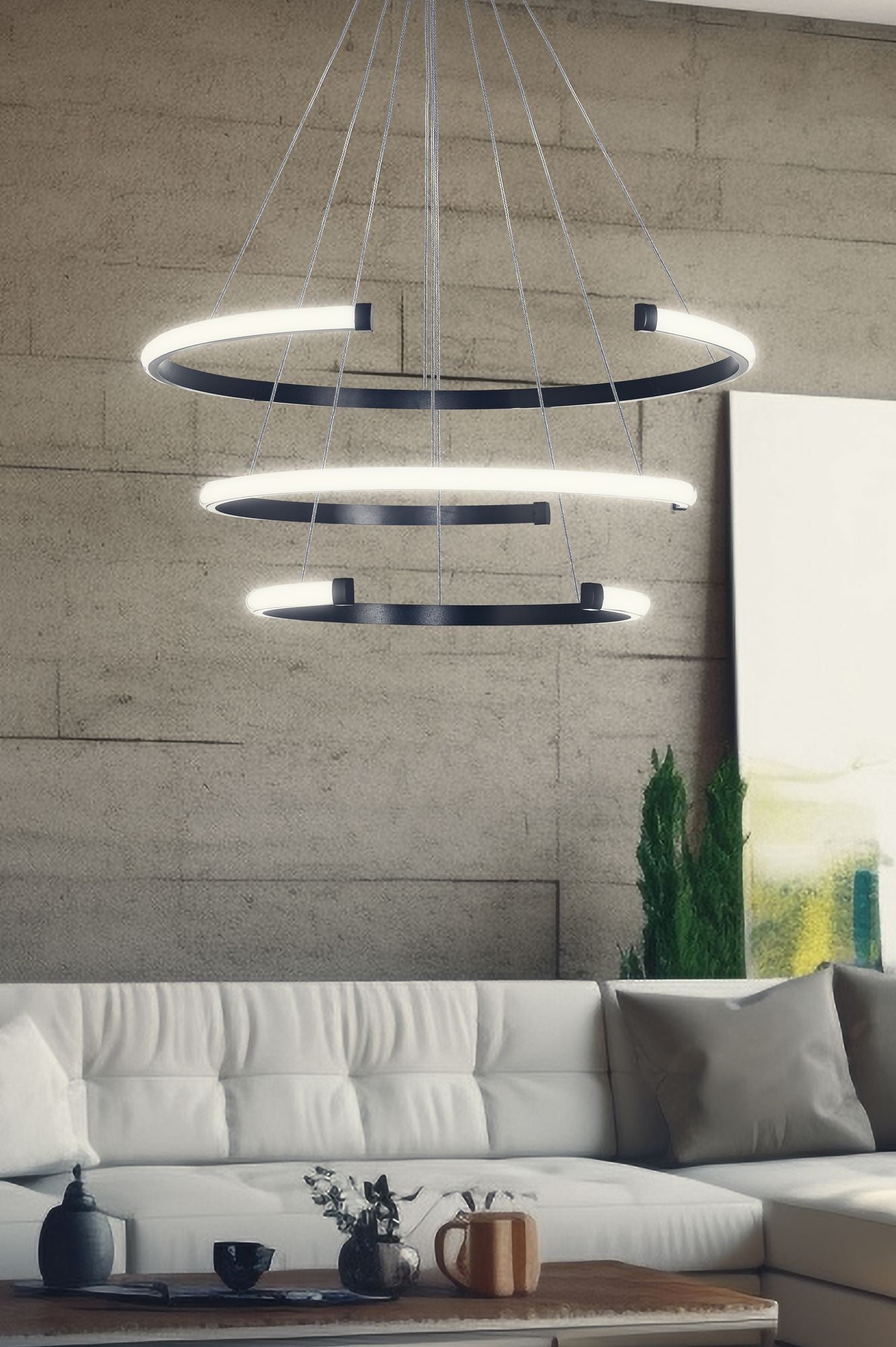 Candeeiro de Teto – 30-40-50 cm – Preto – Alumínio