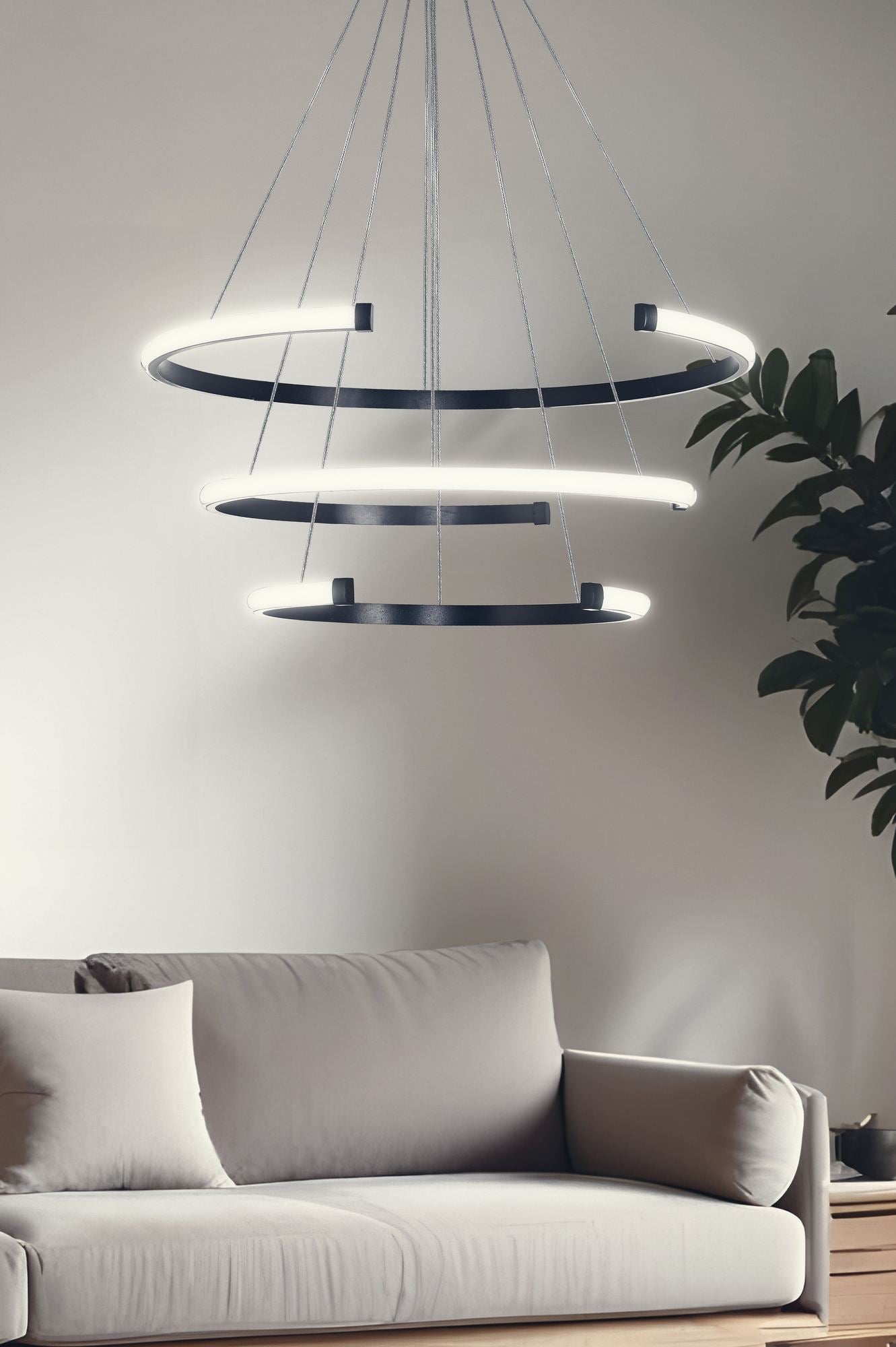 Candeeiro de Teto – 30-40-50 cm – Preto – Alumínio