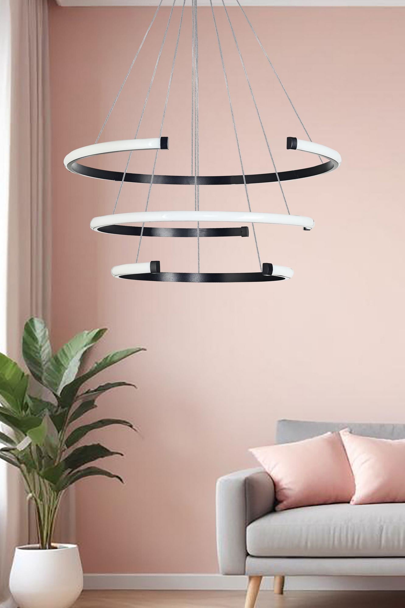 Candeeiro de Teto – 30-40-50 cm – Preto – Alumínio