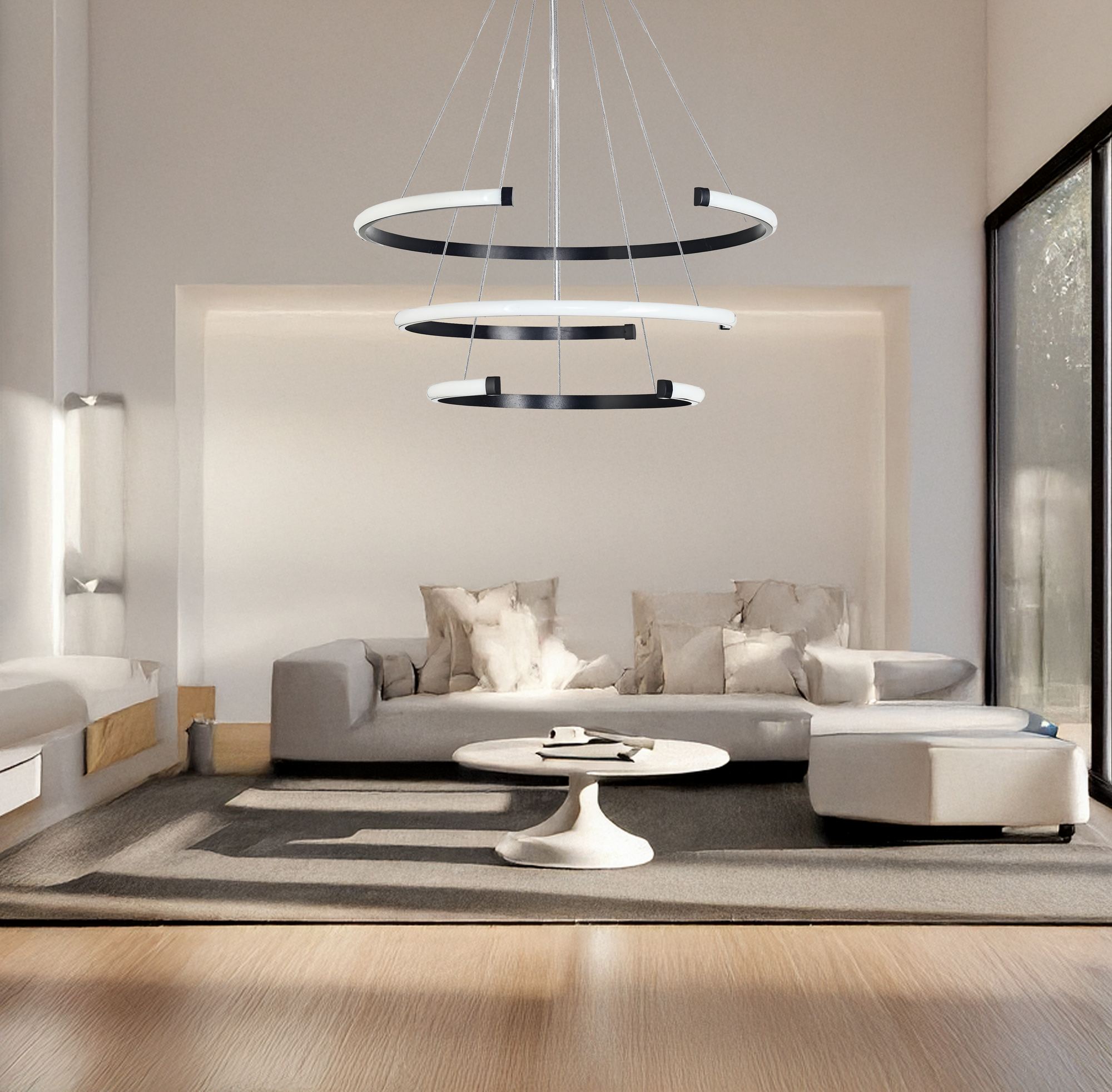 Candeeiro de Teto – Diâmetros de 30, 40 e 50 cm – Preto – Alumínio