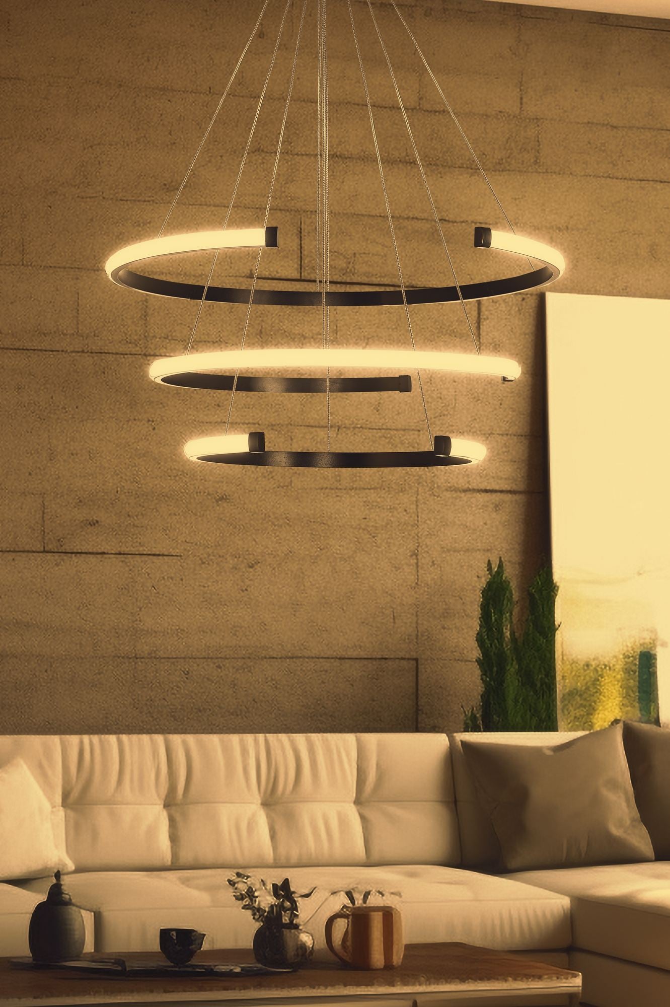 Candeeiro de Teto – Diâmetros de 30, 40 e 50 cm – Preto – Alumínio