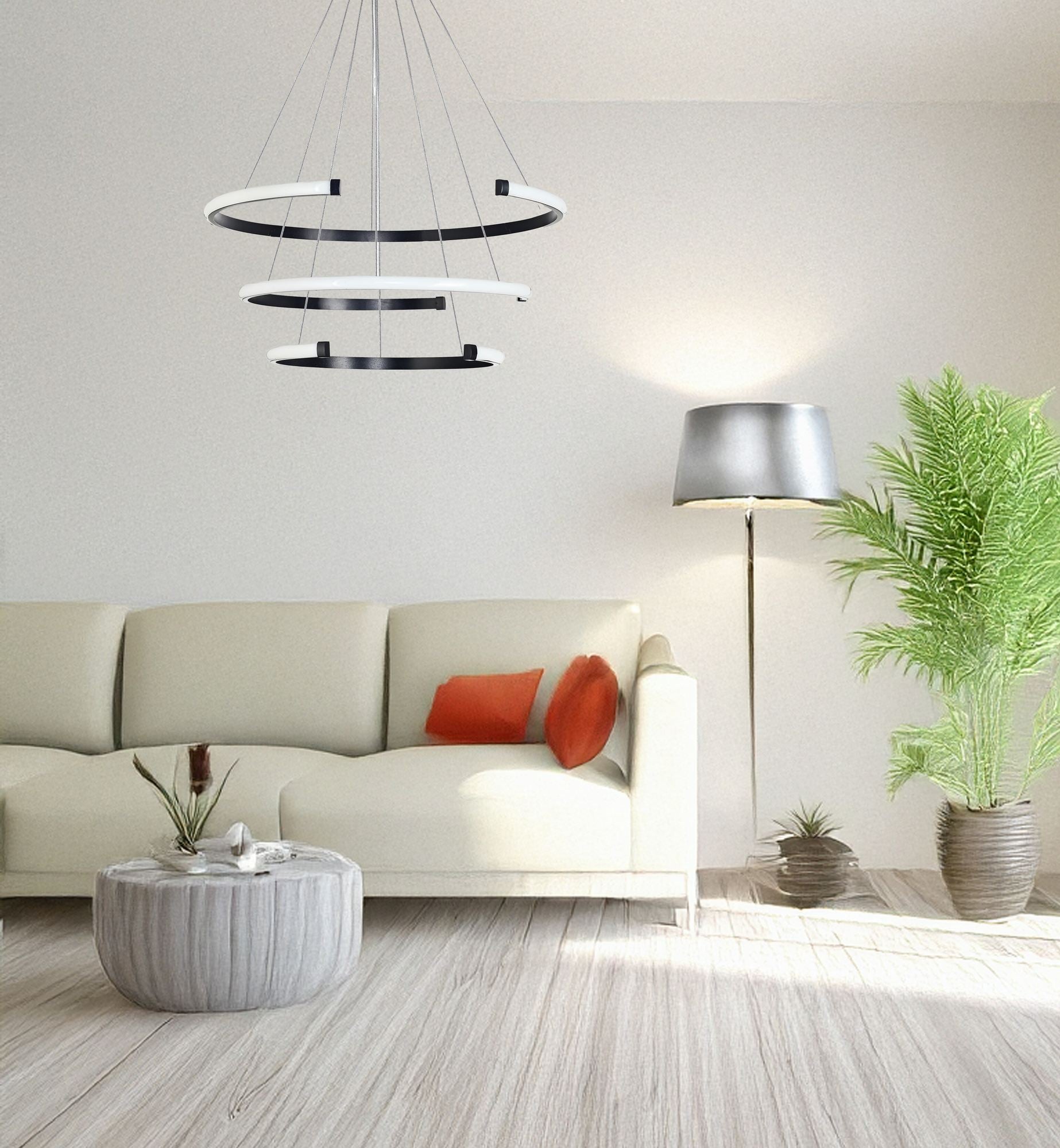 Candeeiro de Teto – Diâmetros de 30, 40 e 50 cm – Preto – Alumínio