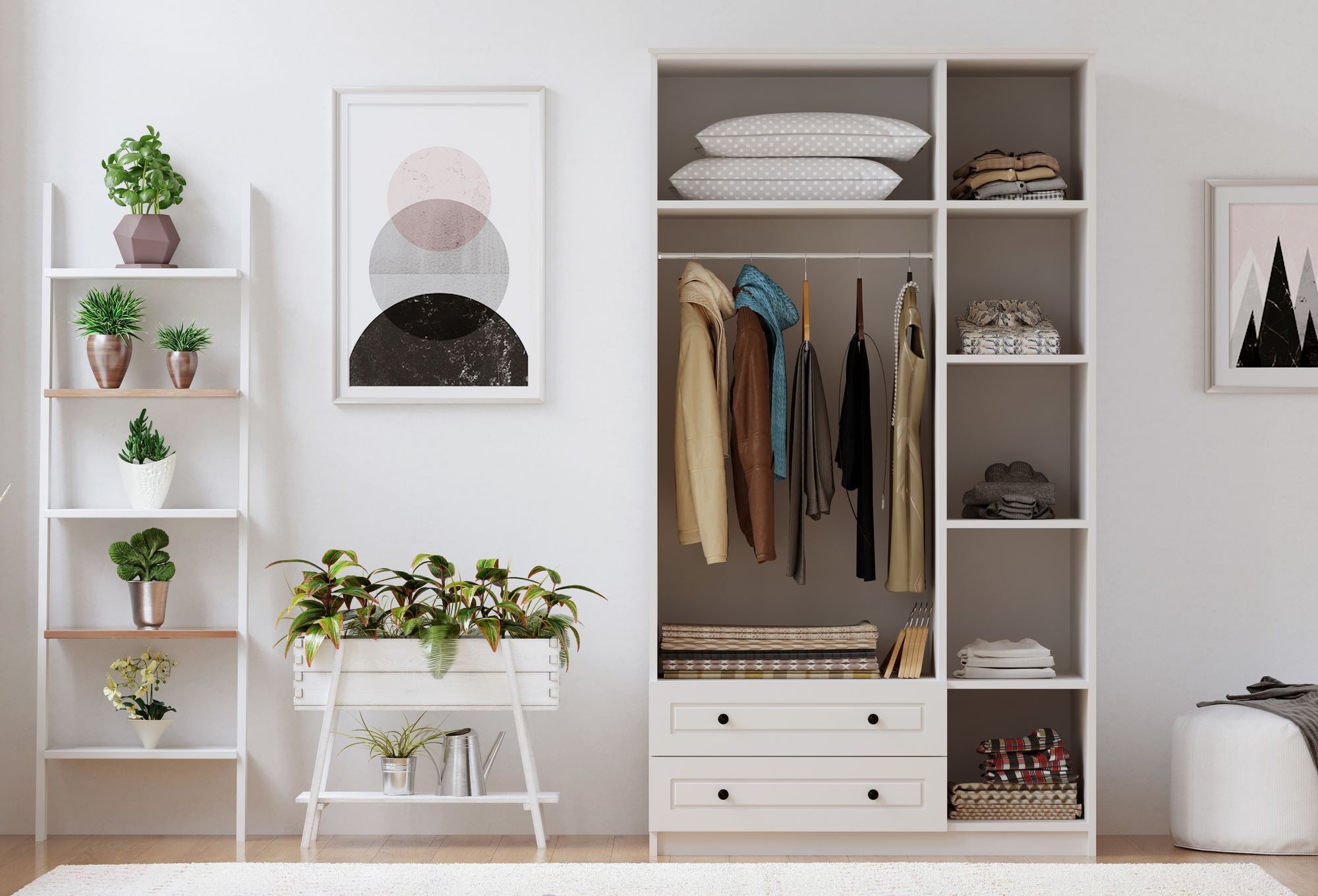 Guarda-roupa – 105 cm x 180 cm x 52 cm – Branco fosco – Aglomerado com melamina