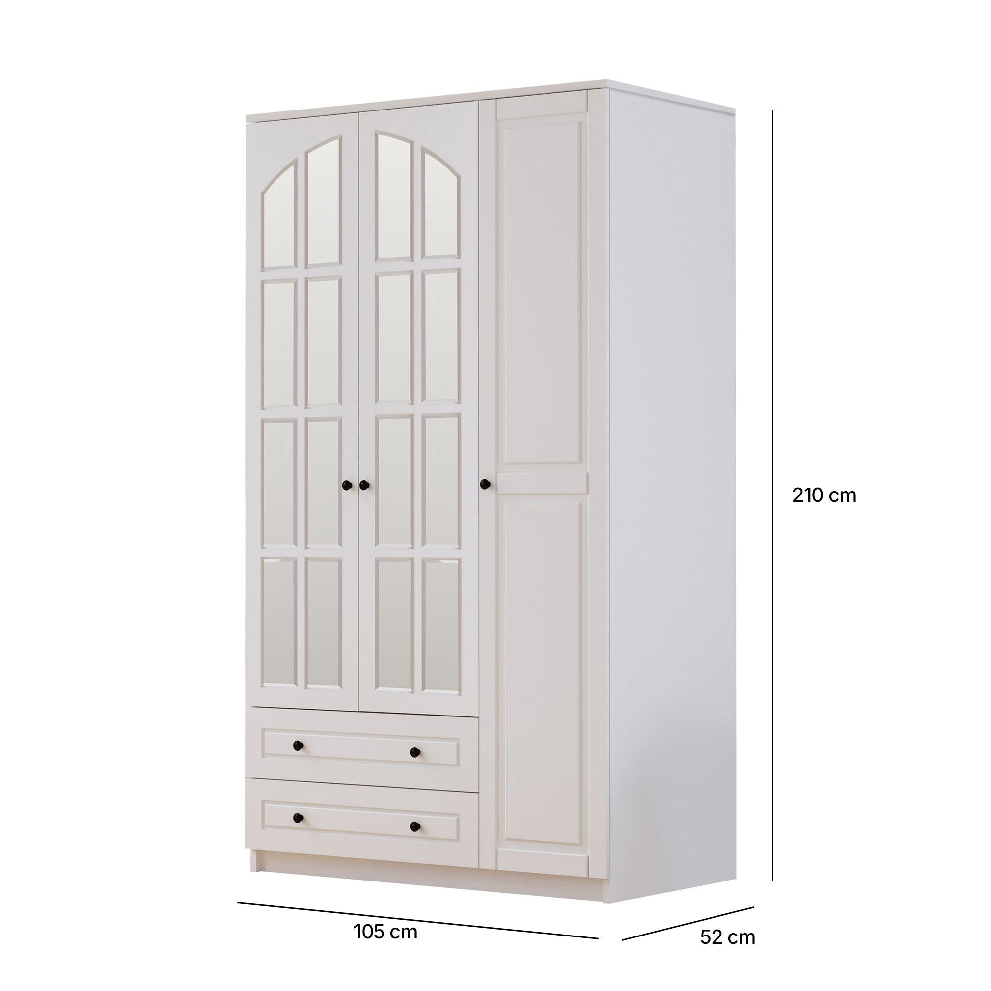 Guarda-roupa – 105 cm x 210 cm x 52 cm – Branco Fosco – Aglomerado