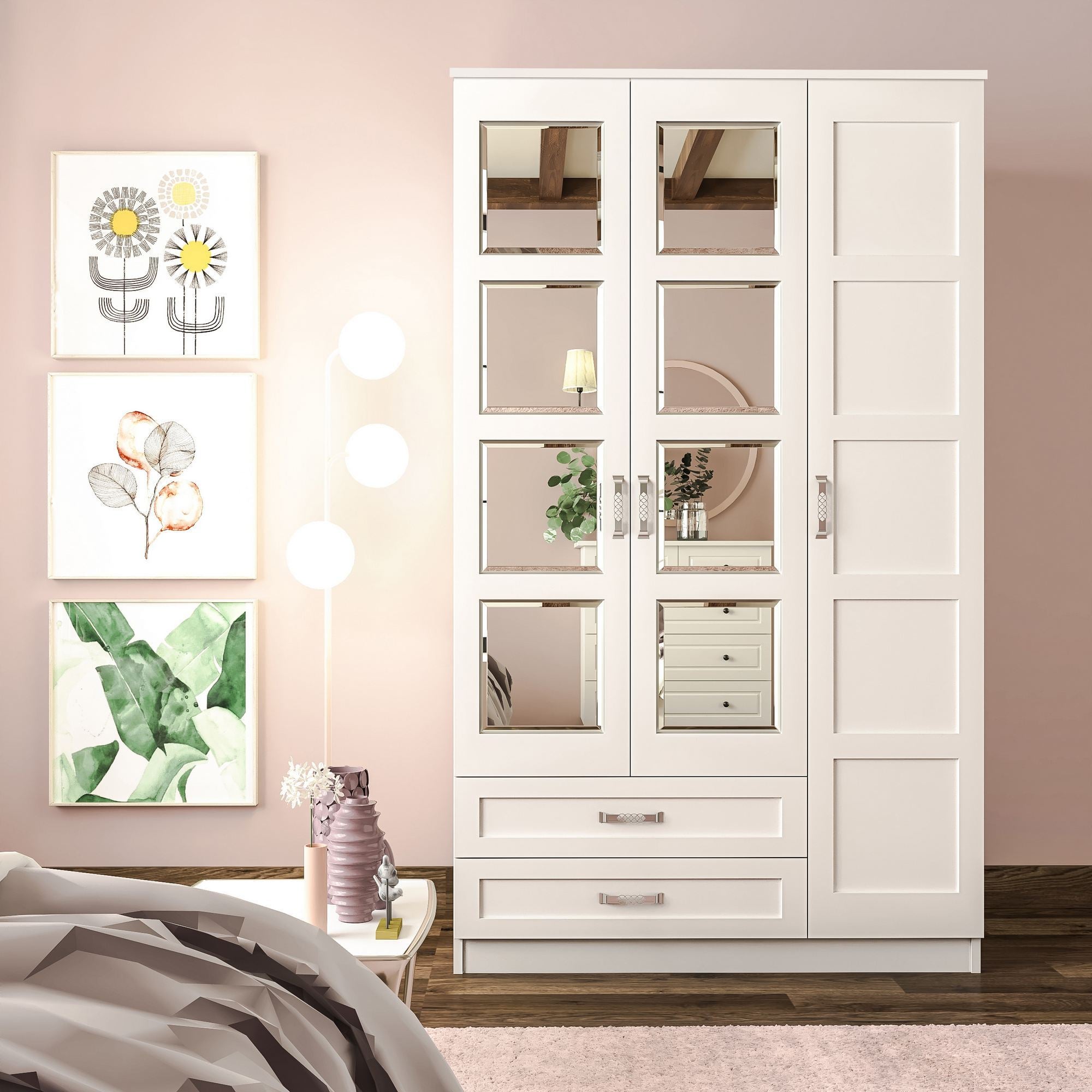 Guarda-roupa – 105cm x 184cm x 52cm – Branco Fosco – MDF