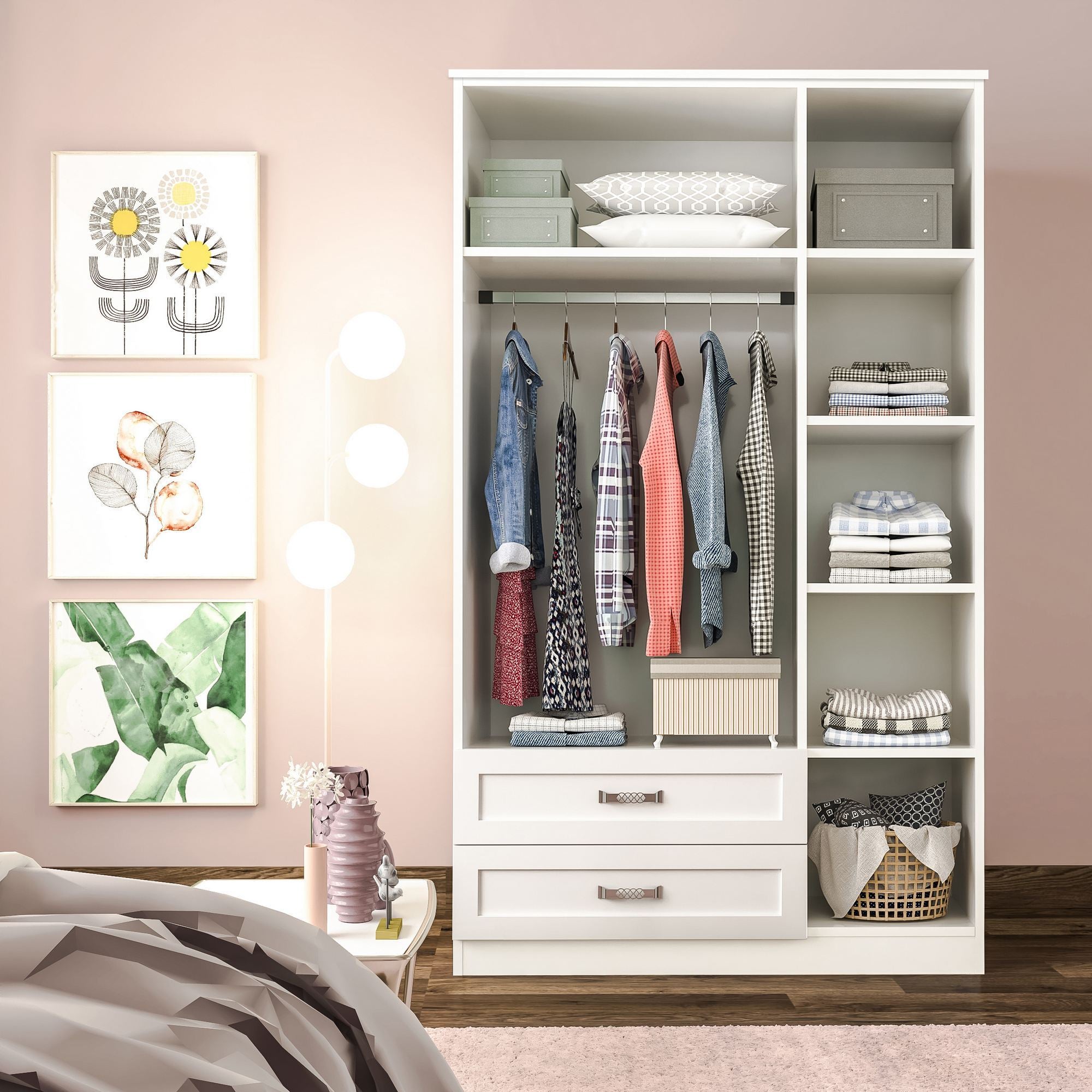 Guarda-roupa – 105cm x 184cm x 52cm – Branco Fosco – MDF