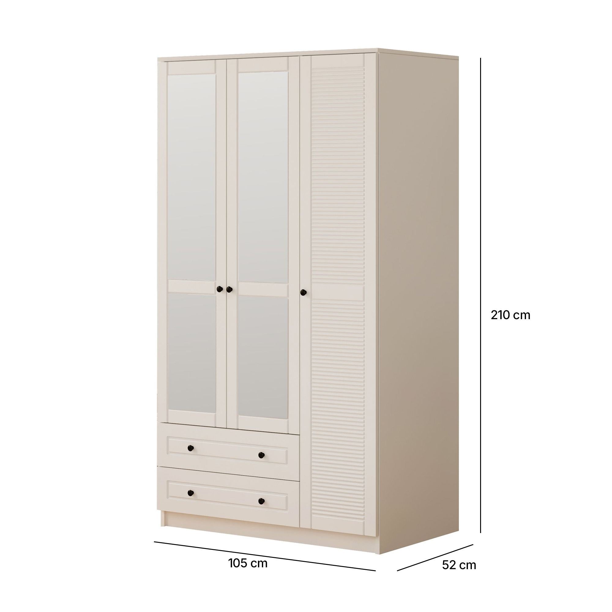Guarda-roupa – 105cm x 210cm x 52cm – Branco fosco – MDF revestido de melamina