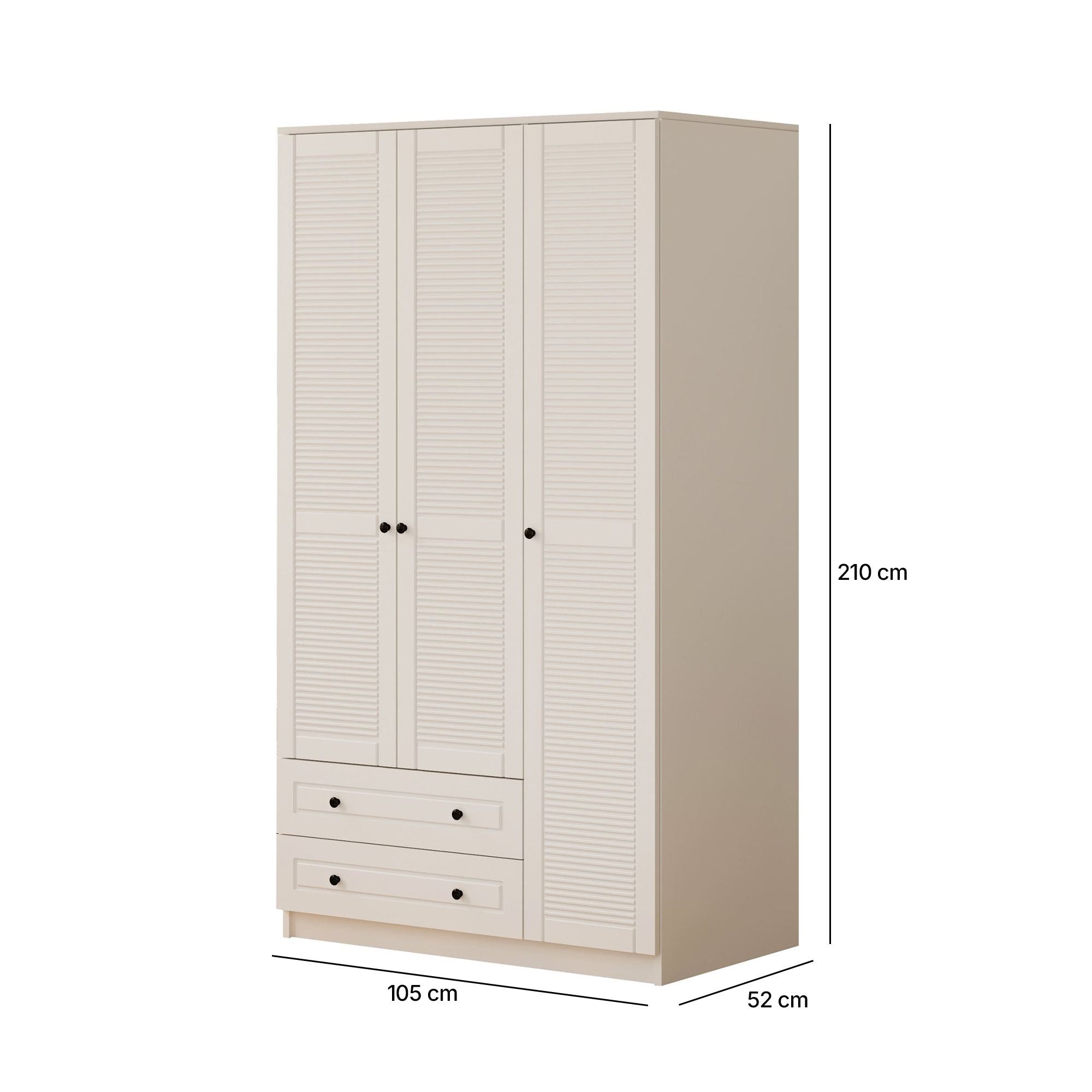 Guarda-roupa – 105cm x 210cm x 52cm – Branco Fosco – MDF