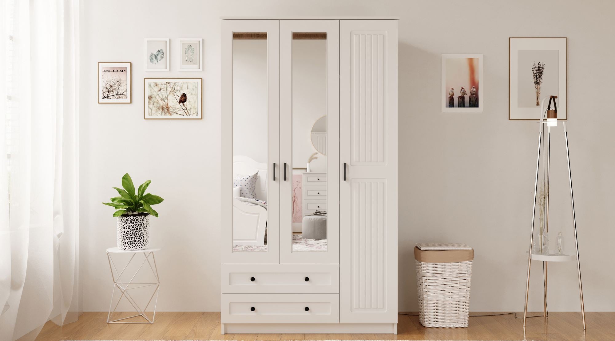 Guarda-roupa – 105cm x 184cm x 52cm – Branco Fosco – Aglomerado