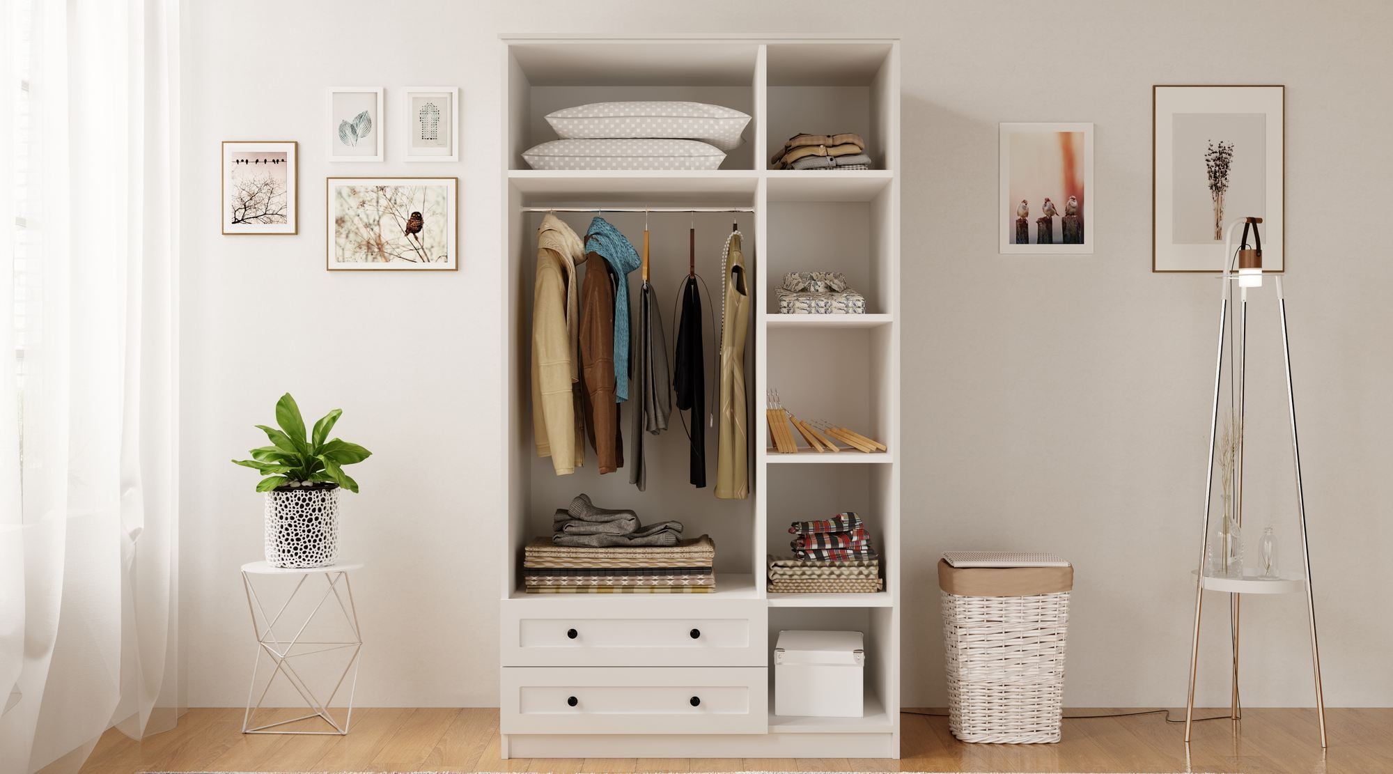 Guarda-roupa – 105cm x 184cm x 52cm – Branco Fosco – Aglomerado