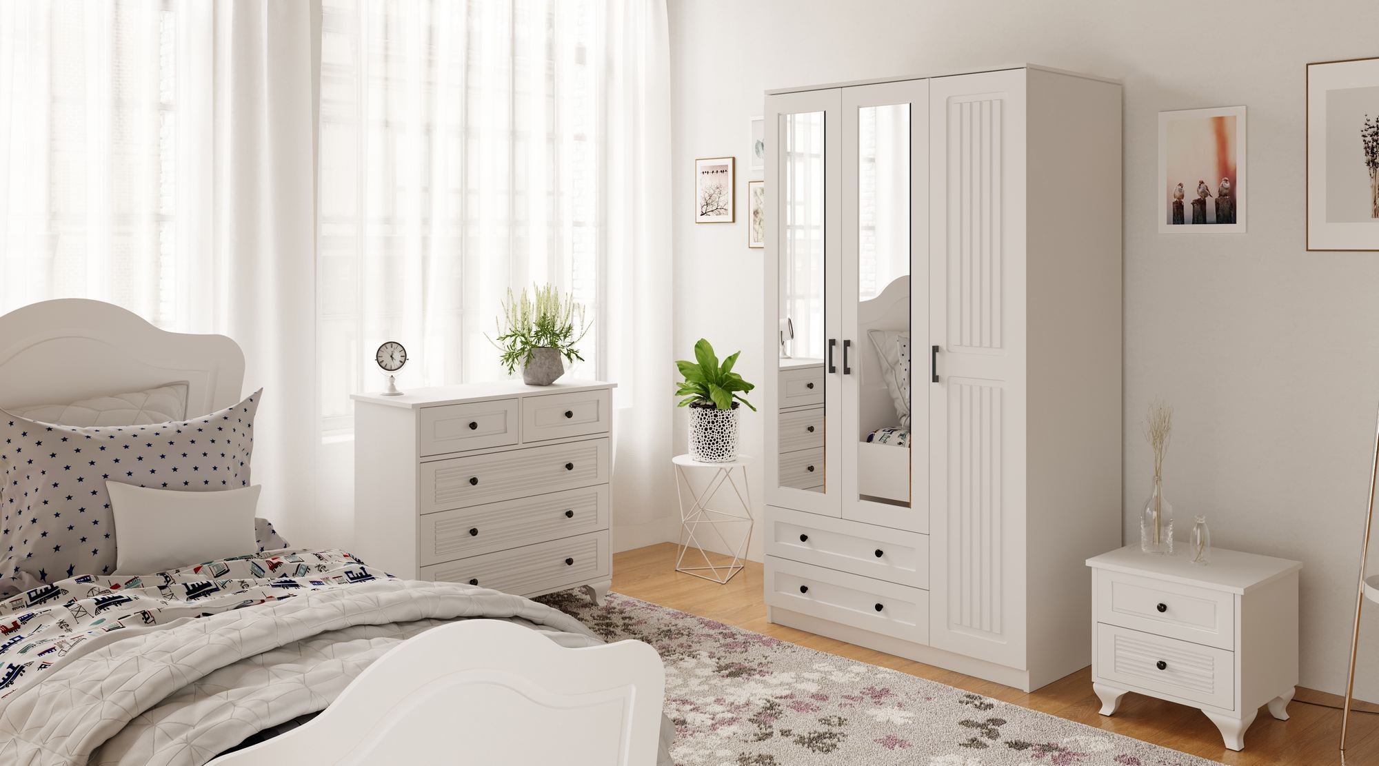 Guarda-roupa – 105cm x 184cm x 52cm – Branco Fosco – Aglomerado