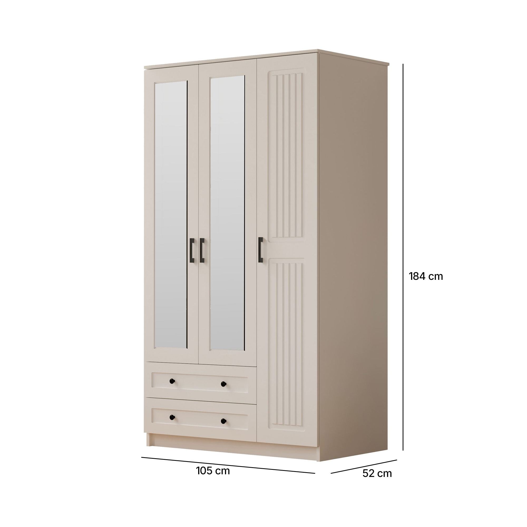 Guarda-roupa – 105cm x 184cm x 52cm – Branco Fosco – Aglomerado
