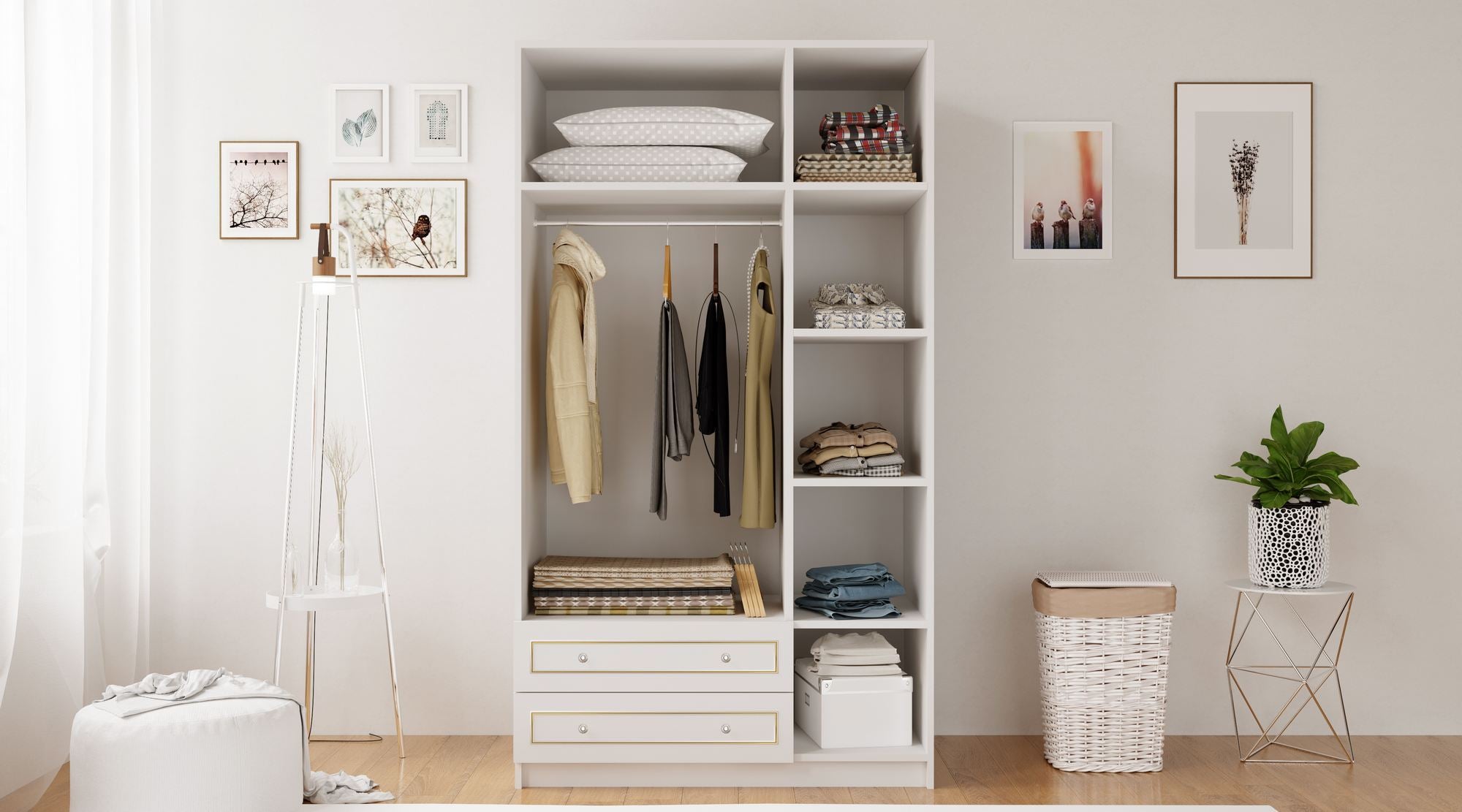 Guarda-roupa – 105cm x 180cm x 52cm – Branco Fosco – MDF