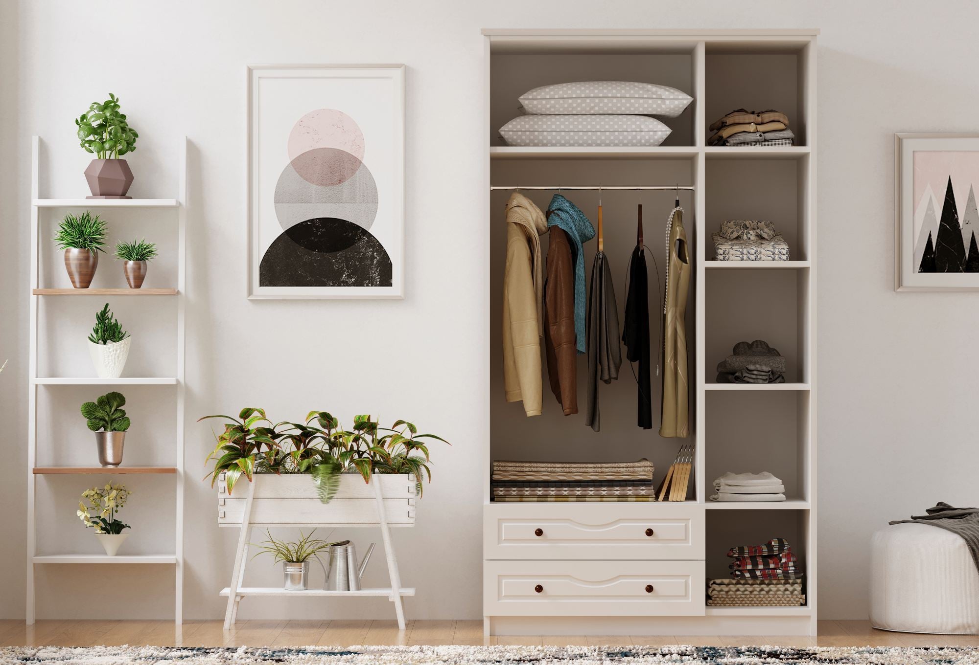 Guarda-roupa – 105 cm x 210 cm x 52 cm – Branco Fosco – Painel de partículas