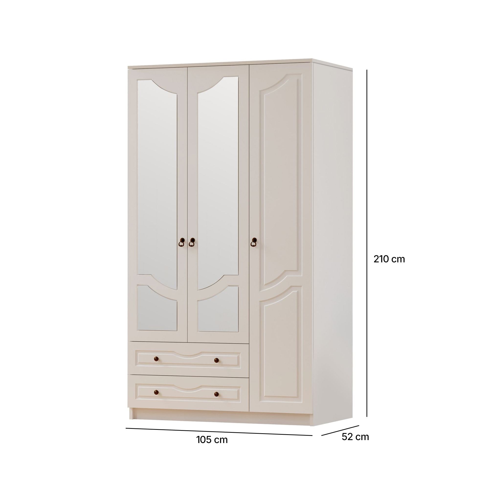 Guarda-roupa – 105 cm x 210 cm x 52 cm – Branco Fosco – Painel de partículas