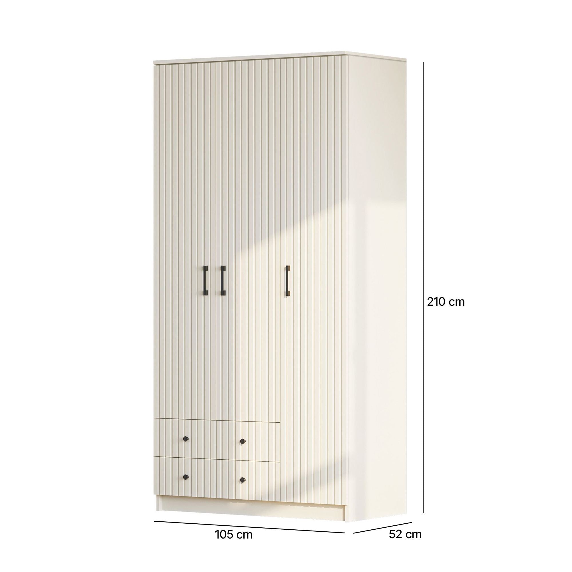 Guarda-roupa – 105cm x 210cm x 52cm – Branco Fosco – Aglomerado