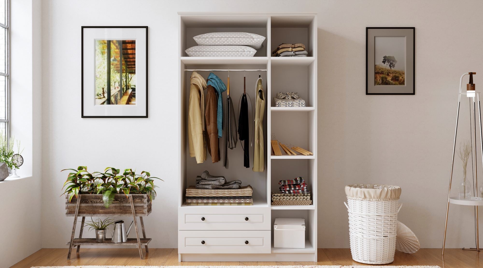 Guarda-roupa – 105cm x 184cm x 52cm – Branco Fosco – Aglomerado com revestimento de melamina