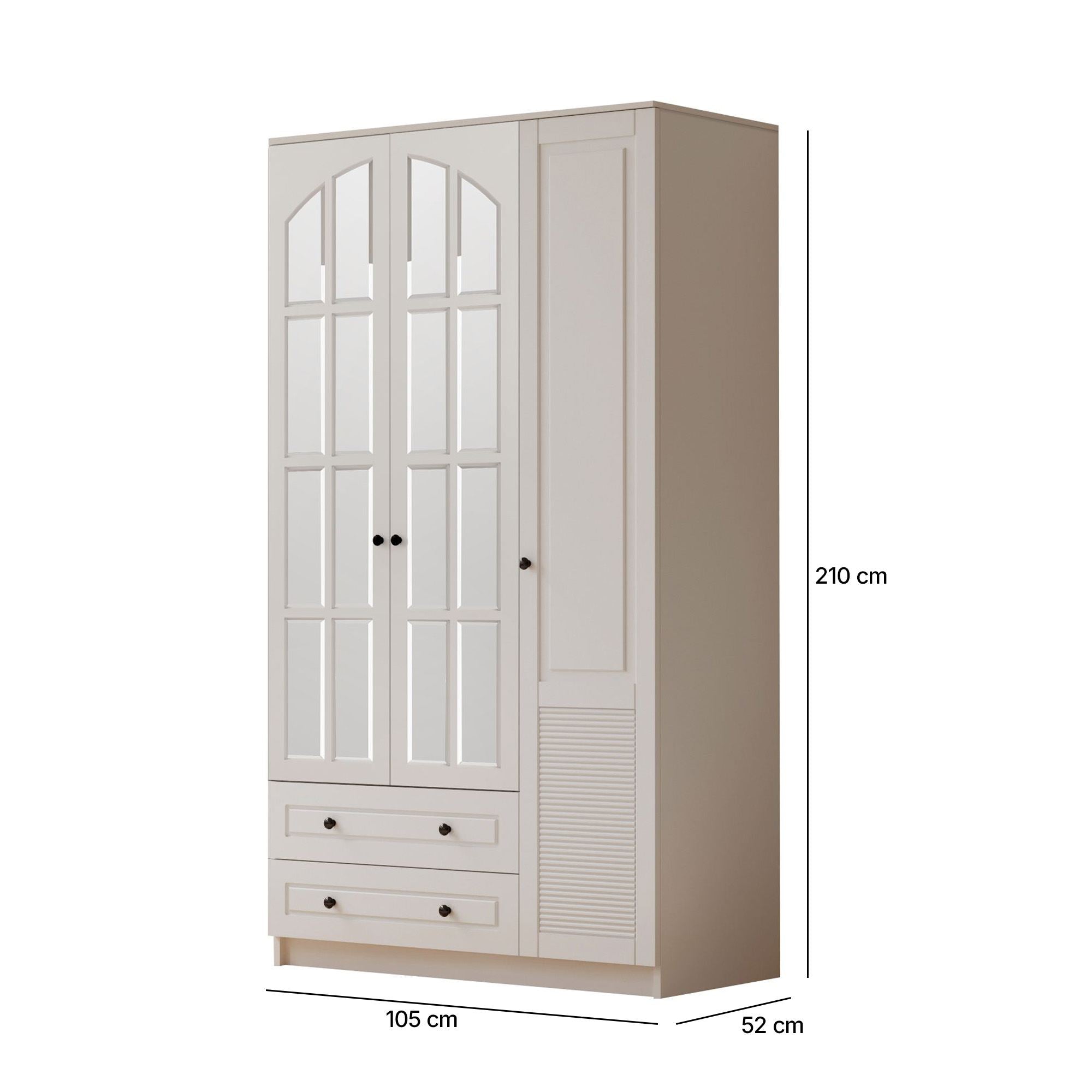 Guarda-roupa – 105cm x 210cm x 52cm – Branco Fosco – MDF