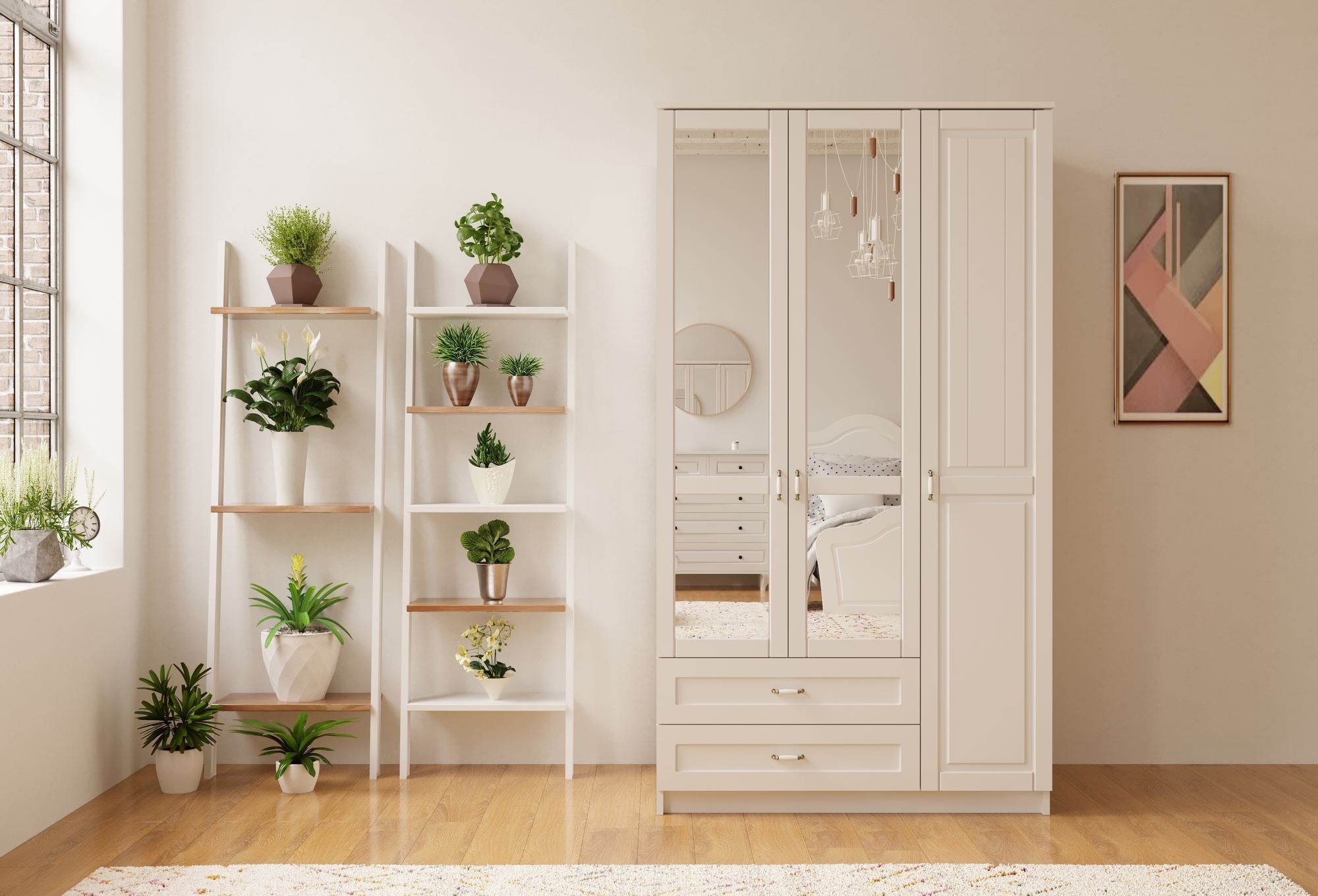 Guarda-roupa – 105cm x 210cm x 52cm – Branco Fosco – Aglomerado