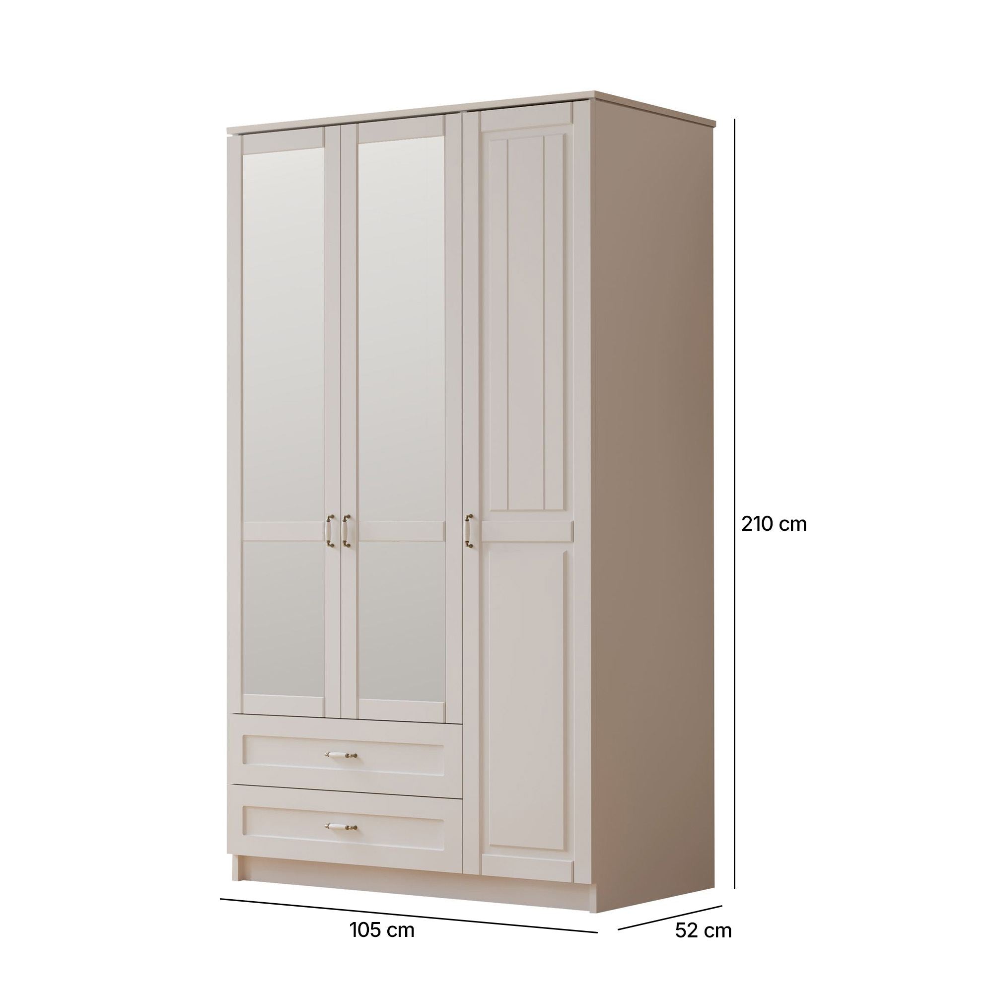 Guarda-roupa – 105cm x 210cm x 52cm – Branco Fosco – Aglomerado