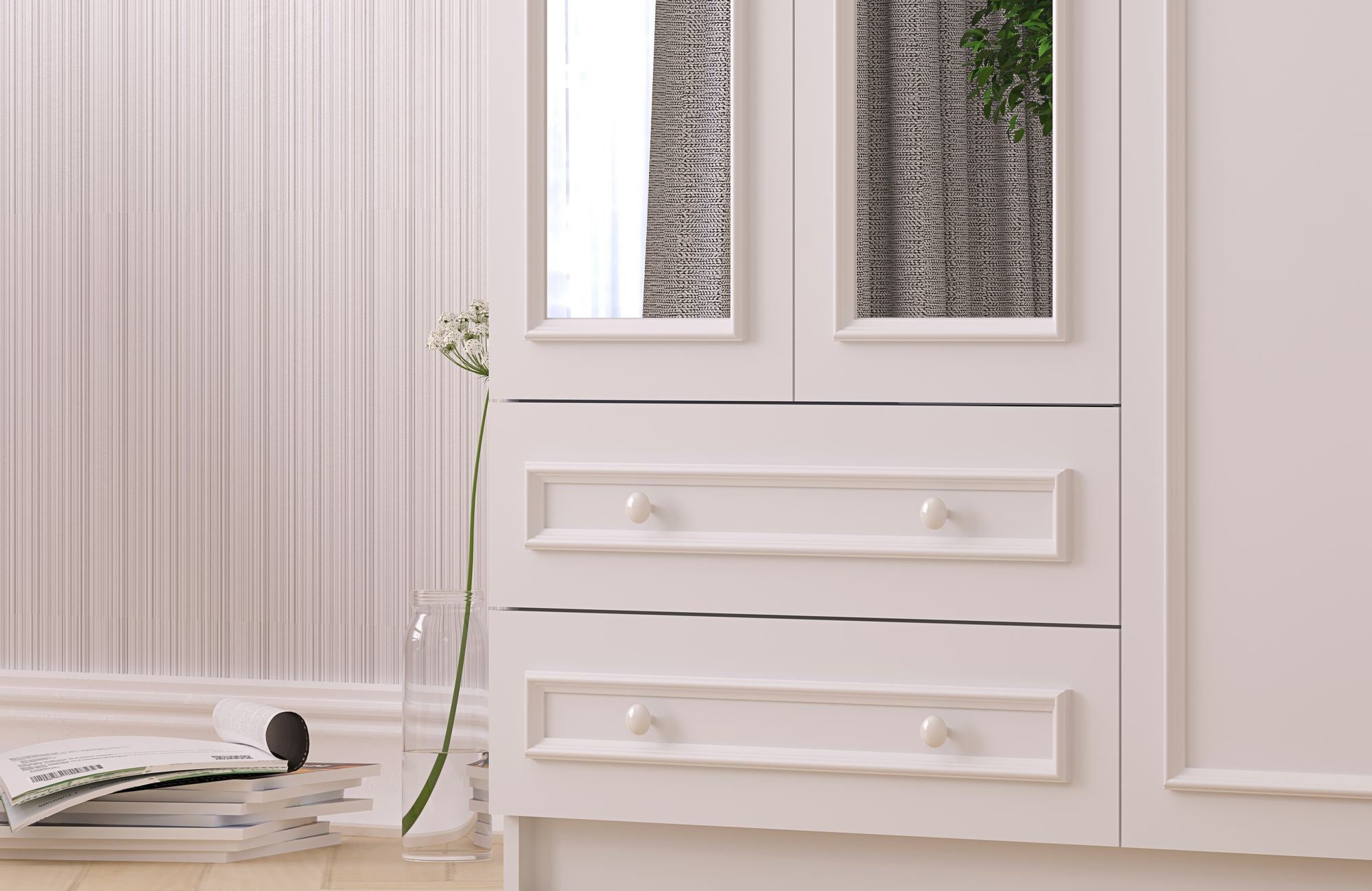 Guarda-roupa – 105cm x 210cm x 52cm – Branco Fosco – MDF