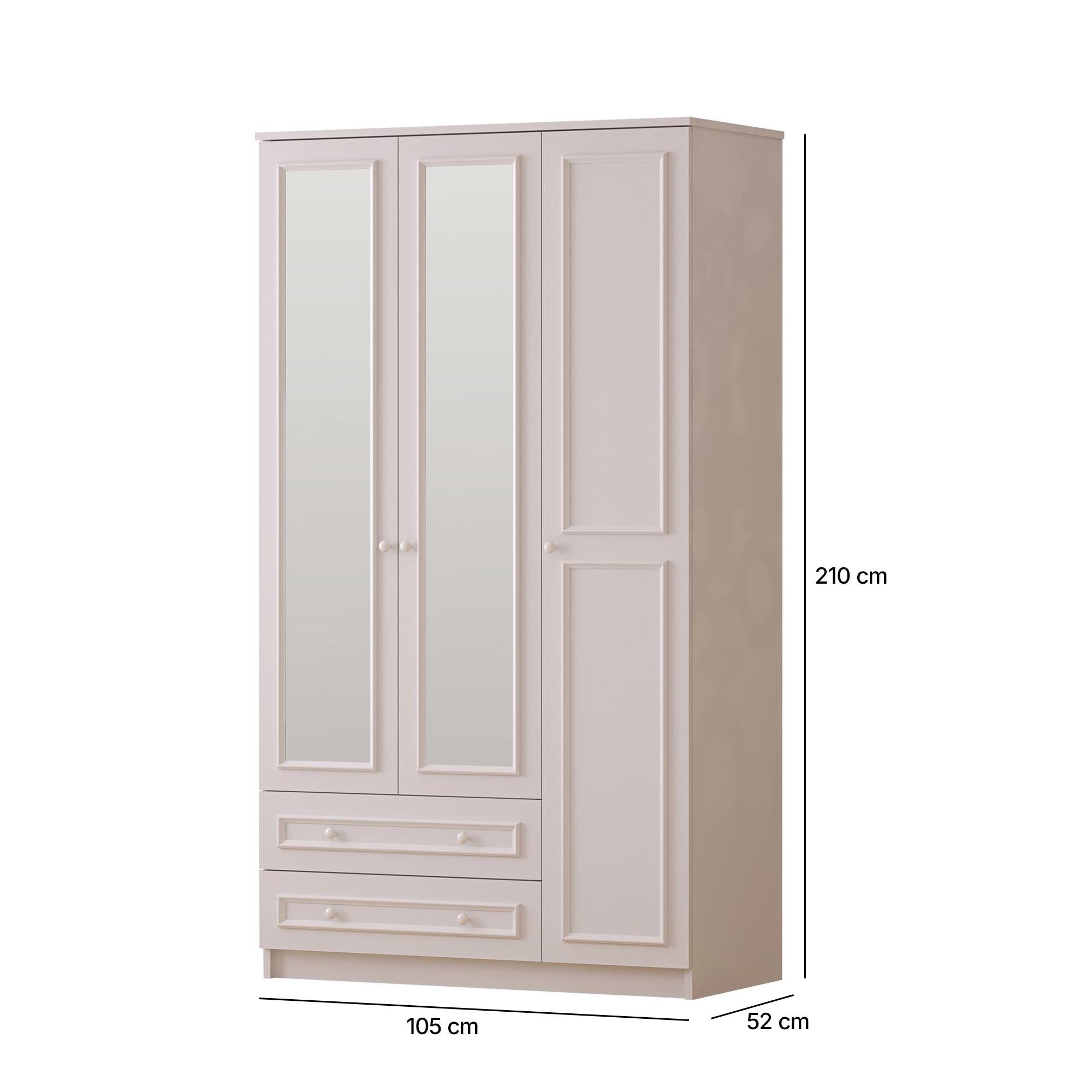 Guarda-roupa – 105cm x 210cm x 52cm – Branco Fosco – MDF