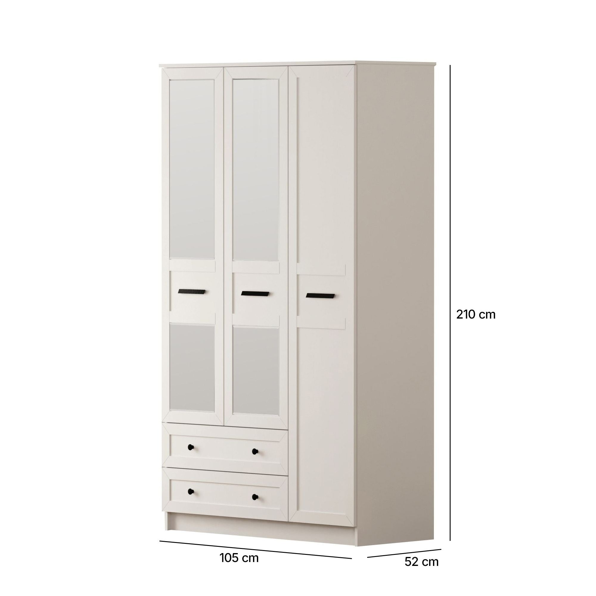 Guarda-roupa – 105cm x 210cm x 52cm – Branco Fosco – Aglomerado