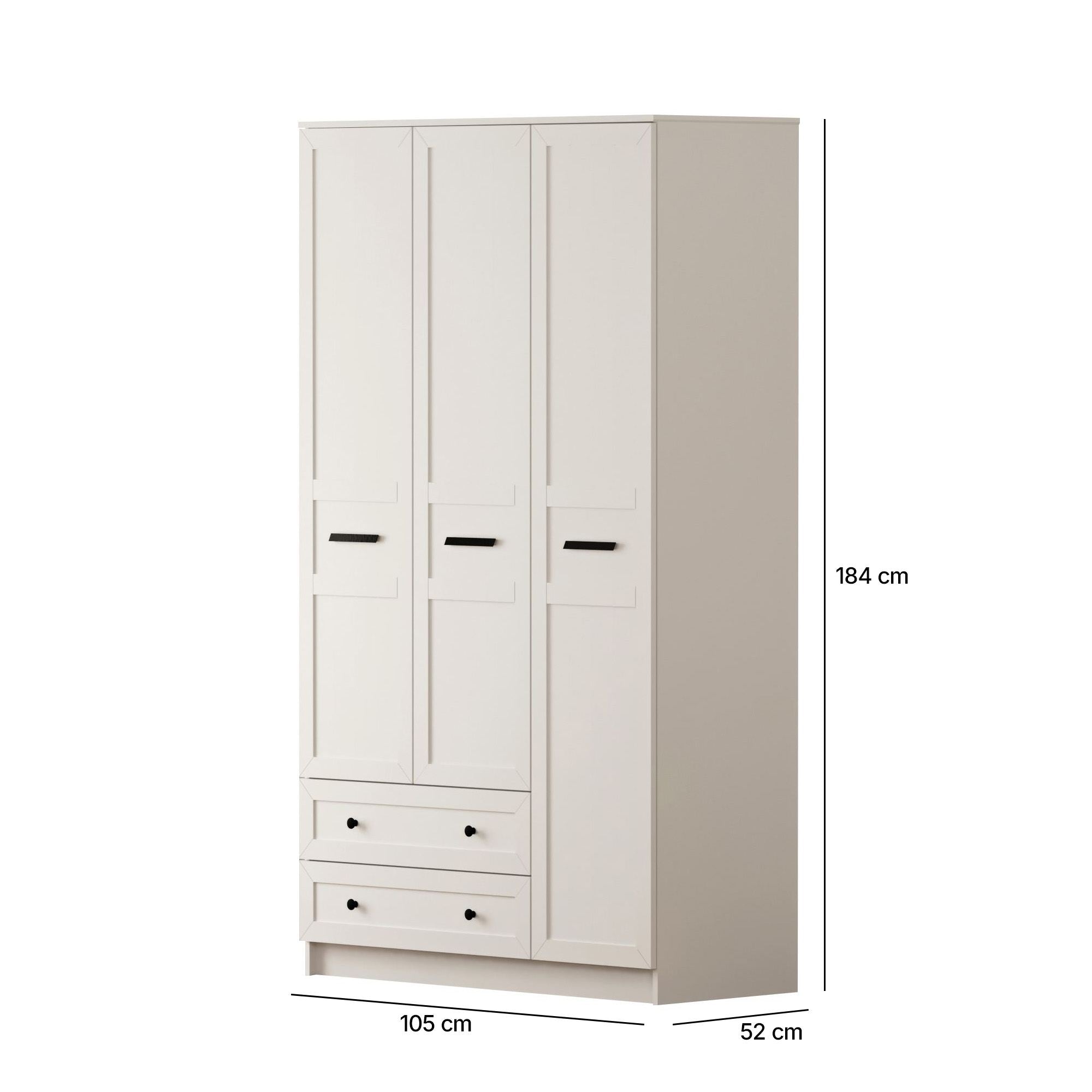 Guarda-roupa – 105cm x 184cm x 52cm – Branco Fosco – Aglomerado de Melamina