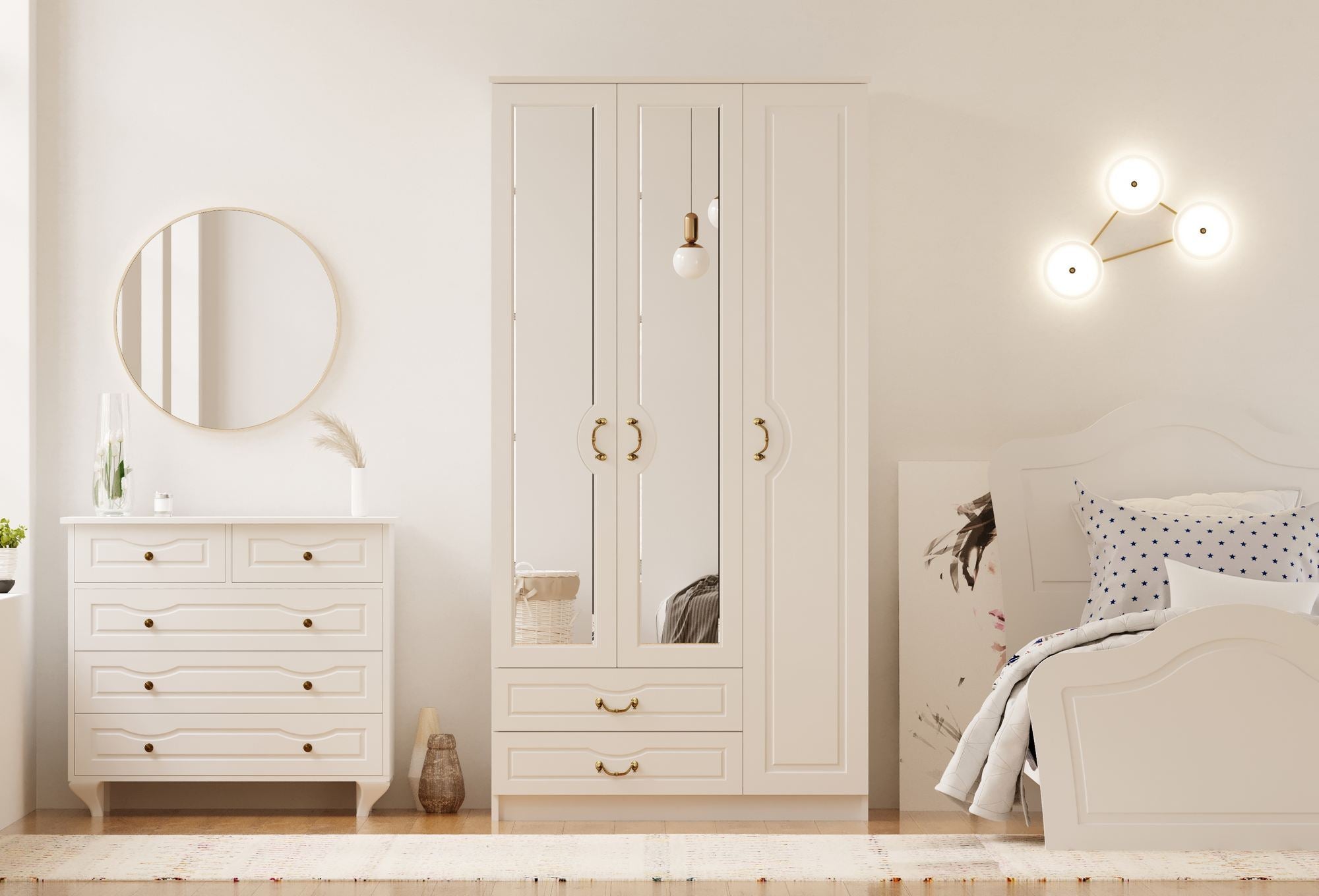 Guarda-roupa – 105cm x 210cm x 52cm – Branco Fosco – Aglomerado