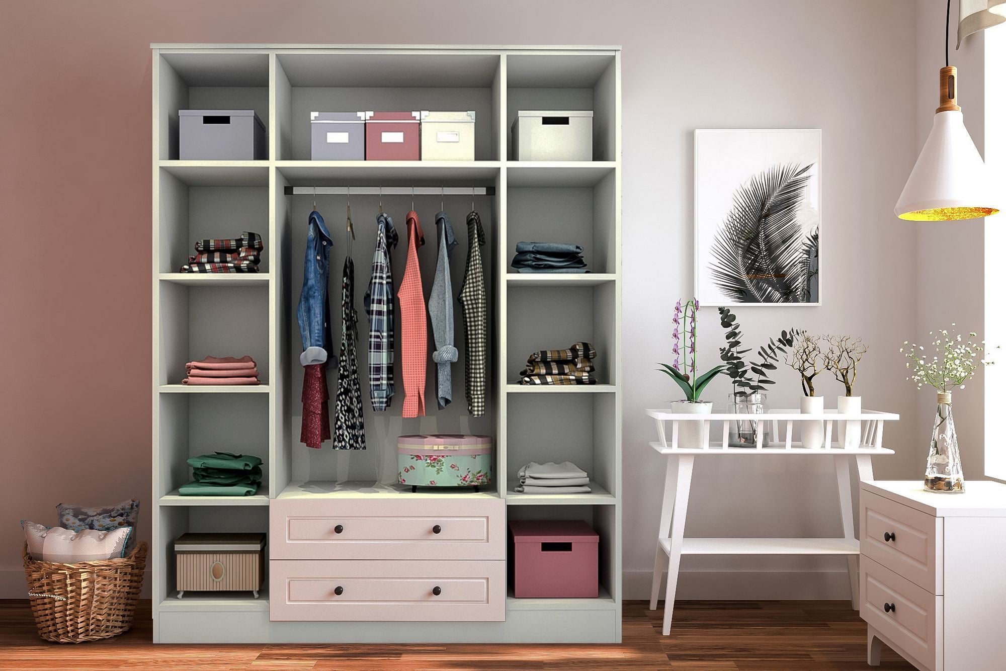 Guarda-roupa – 140 cm x 210 cm x 52 cm – Branco Fosco – Aglomerado