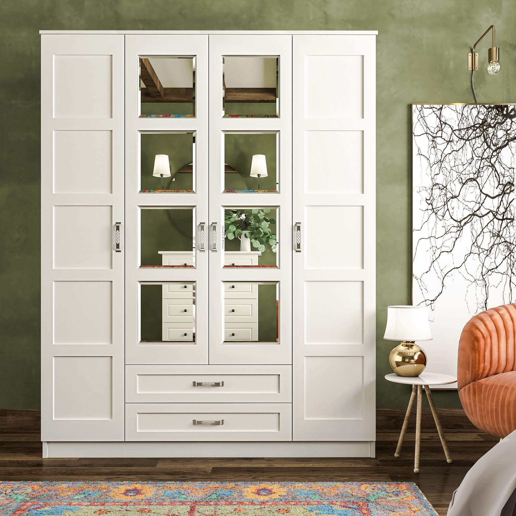Guarda-roupa – 140cm x 180cm x 52cm – Branco Fosco – Aglomerado de Melamina