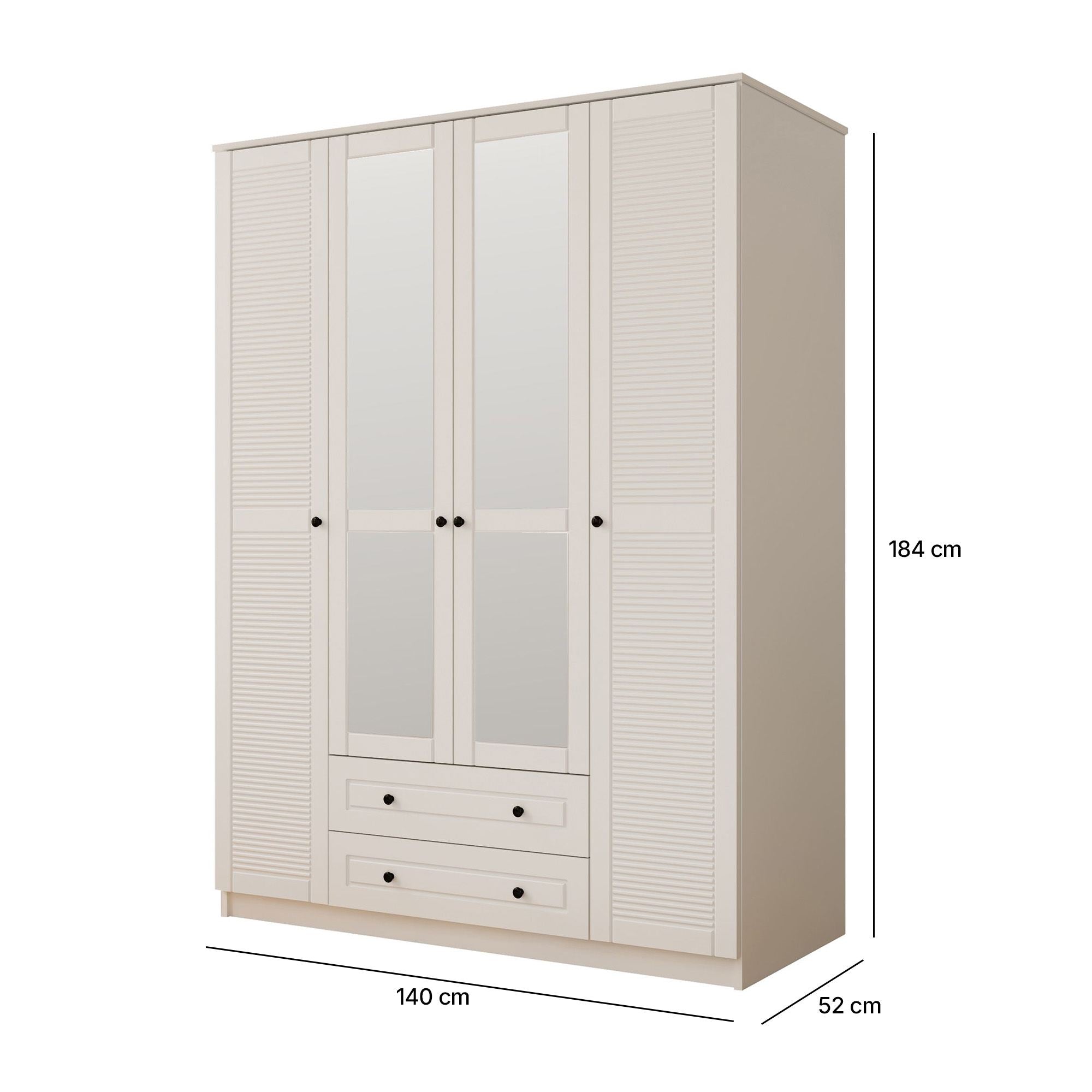 Guarda-roupa – 140cm x 184cm x 52cm – Branco Fosco – Aglomerado