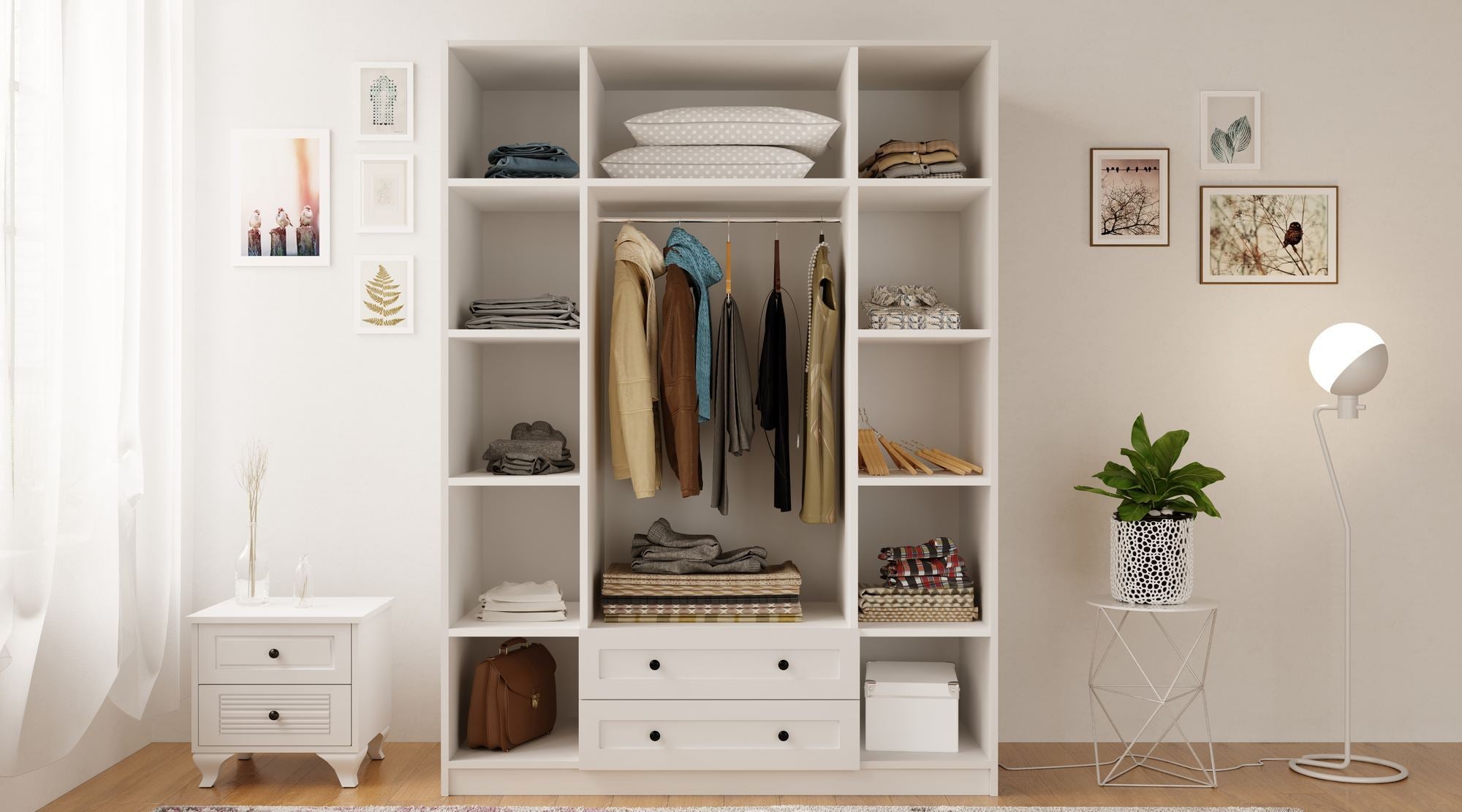 Guarda-roupa – 140cm x 184cm x 52cm – Branco Fosco – Aglomerado