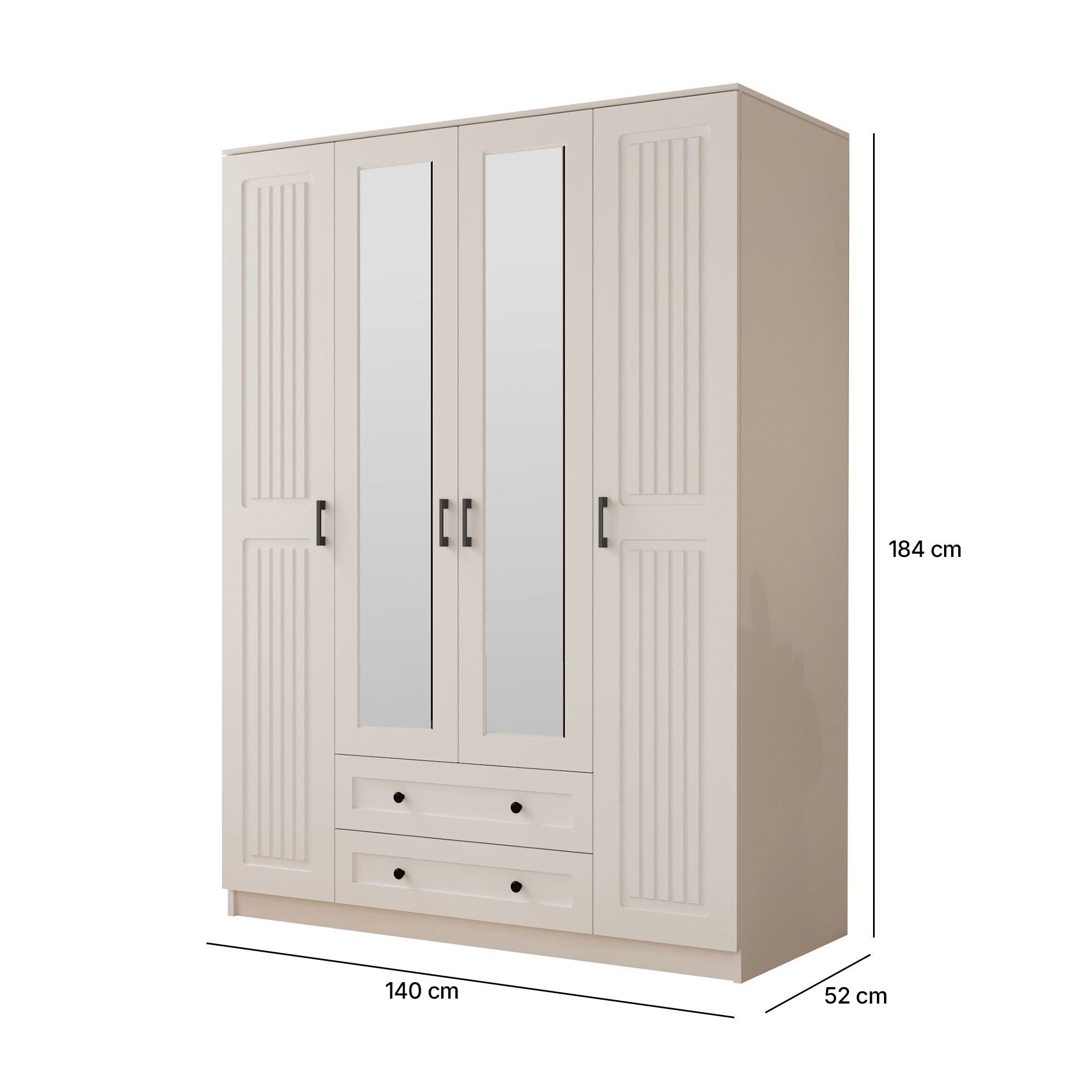 Guarda-roupa – 140cm x 184cm x 52cm – Branco Fosco – Aglomerado