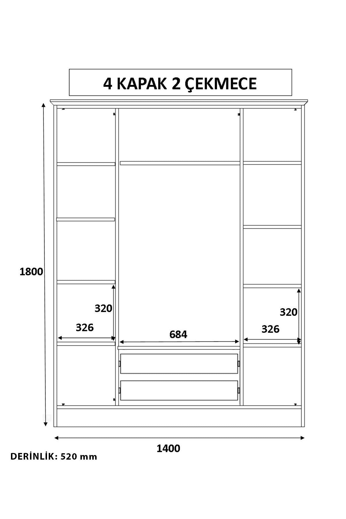 Guarda-roupa – 140cm x 180cm x 52cm – Branco Fosco – MDF