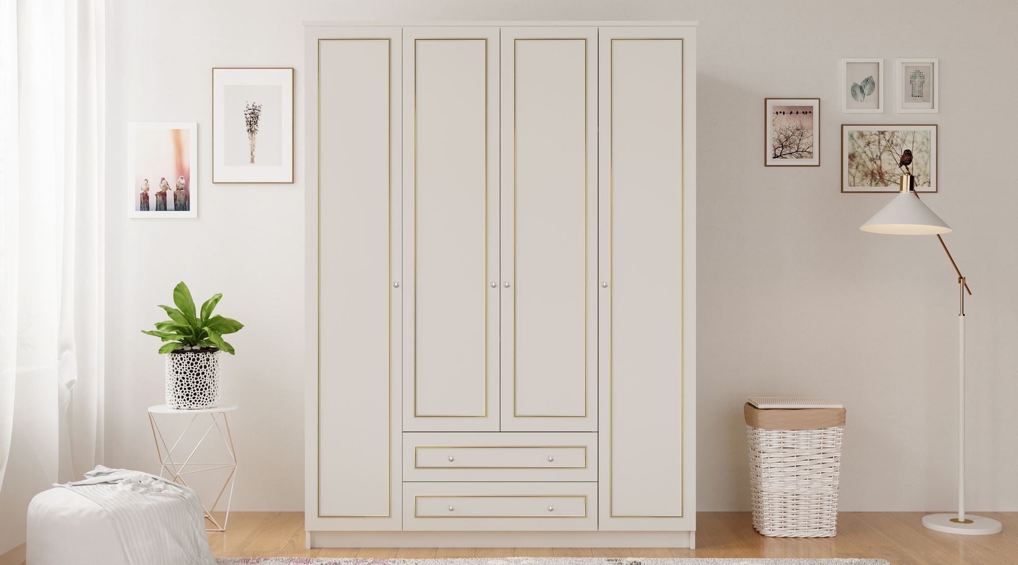 Guarda-Roupa – 140 cm x 210 cm x 52 cm – Branco Fosco – MDF